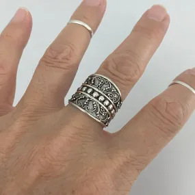 Sterling Silver Bali Swirly Ring, Statement Ring, Silver Ring, Boho Ring
