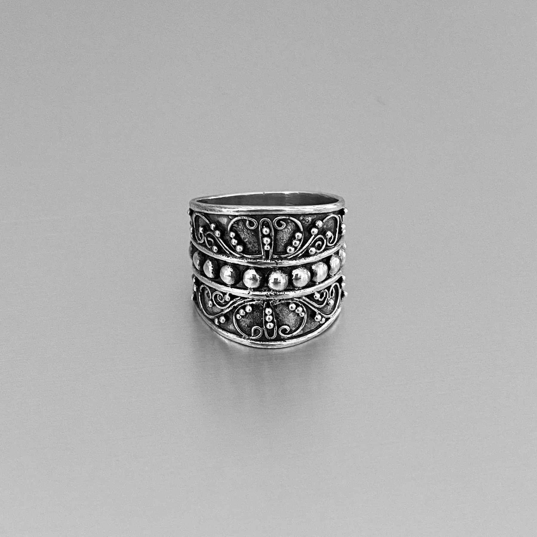 Sterling Silver Bali Swirly Ring, Statement Ring, Silver Ring, Boho Ring