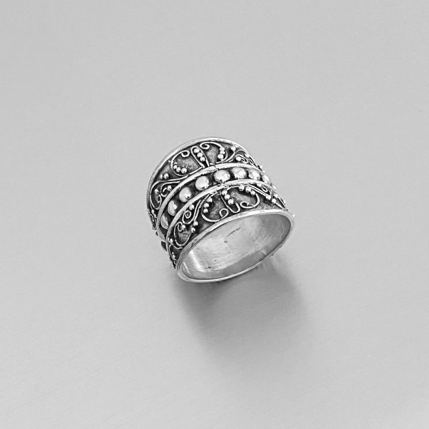 Sterling Silver Bali Swirly Ring, Statement Ring, Silver Ring, Boho Ring