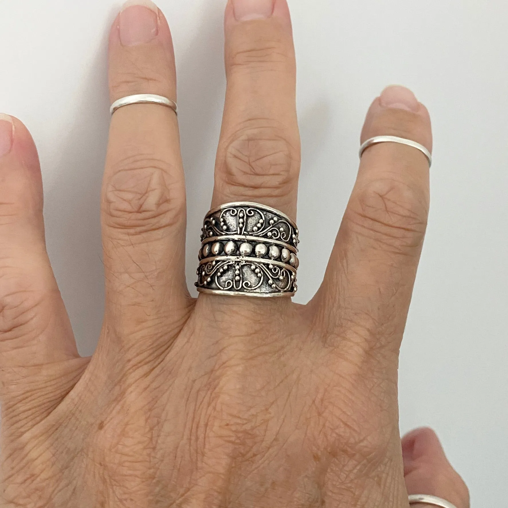 Sterling Silver Bali Swirly Ring, Statement Ring, Silver Ring, Boho Ring