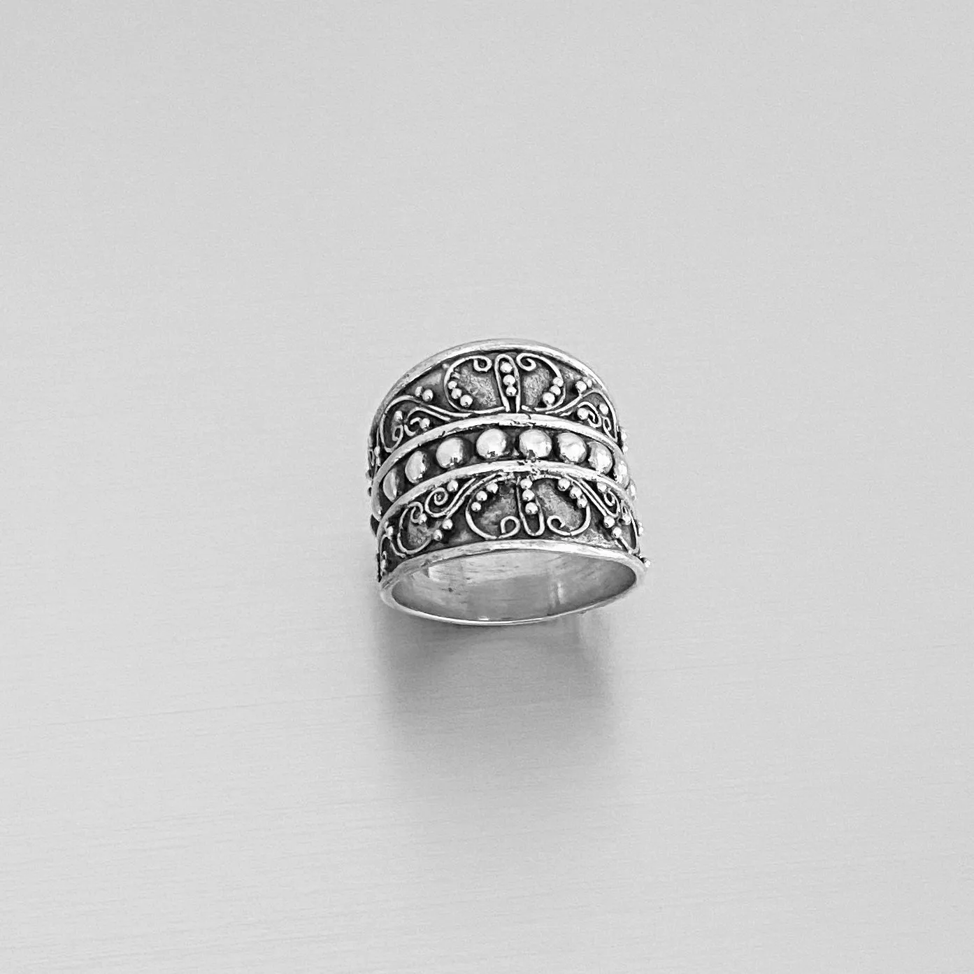 Sterling Silver Bali Swirly Ring, Statement Ring, Silver Ring, Boho Ring