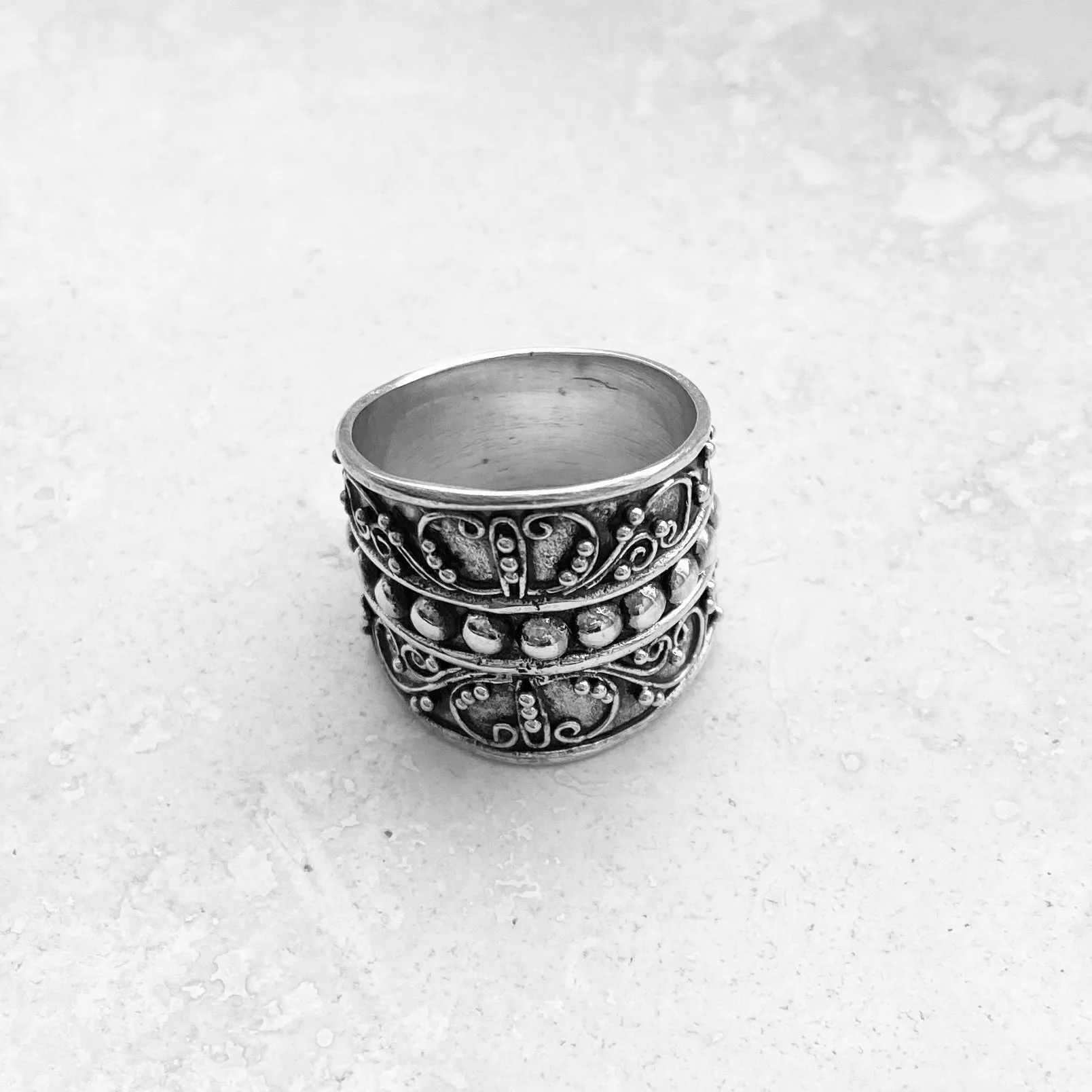 Sterling Silver Bali Swirly Ring, Statement Ring, Silver Ring, Boho Ring
