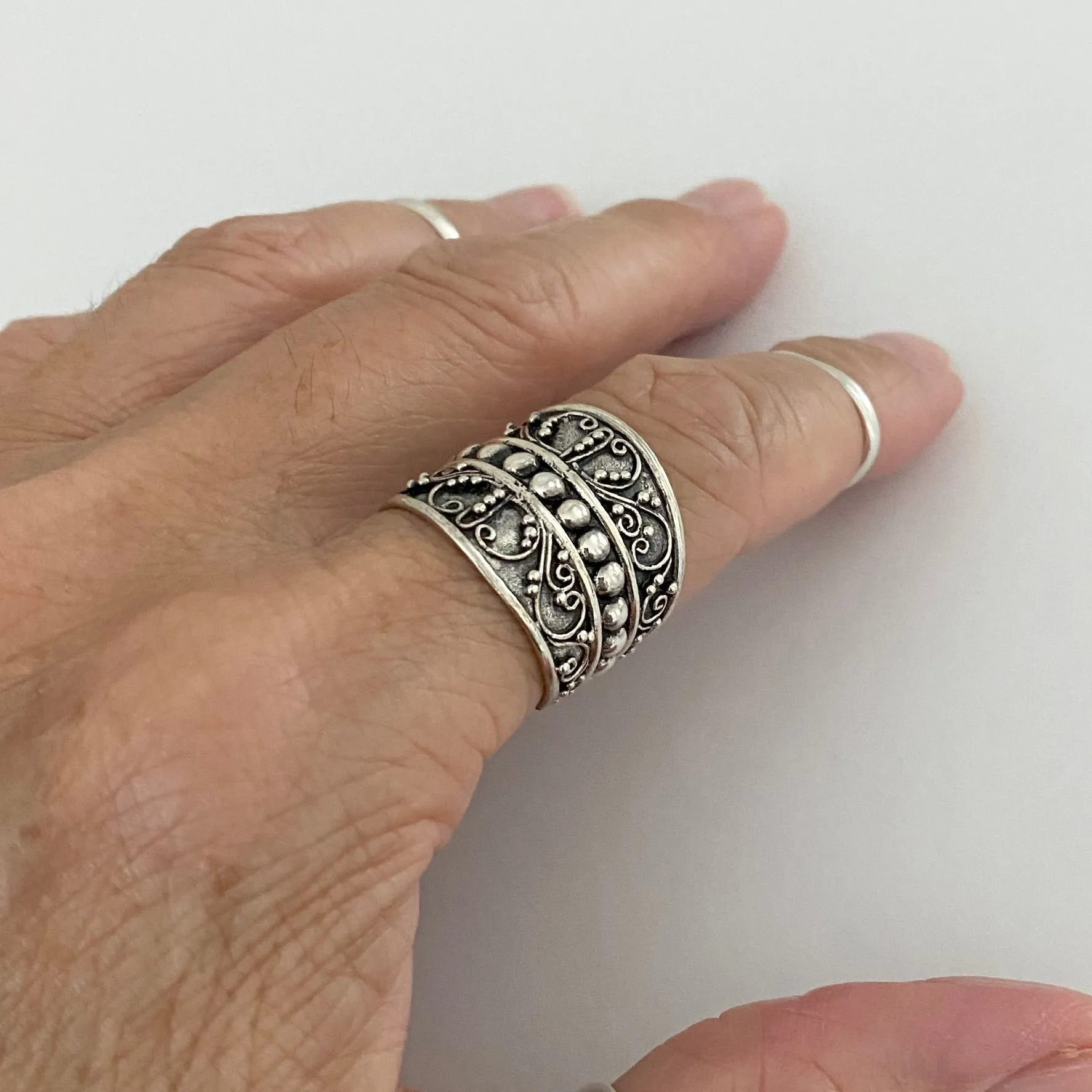 Sterling Silver Bali Swirly Ring, Statement Ring, Silver Ring, Boho Ring