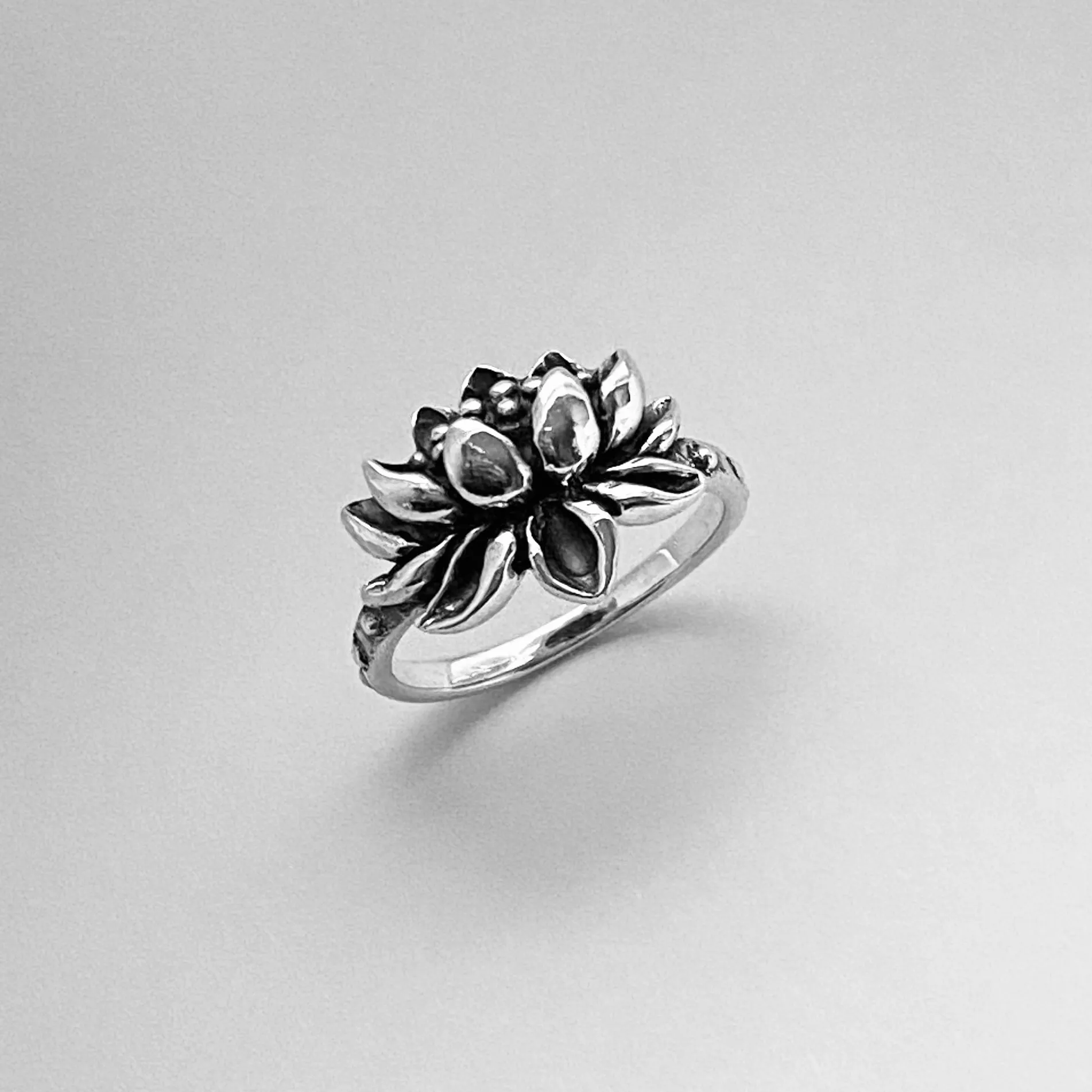 Sterling Silver Blooming Lotus Ring, Flower Ring, Spirit Ring, Boho Ring