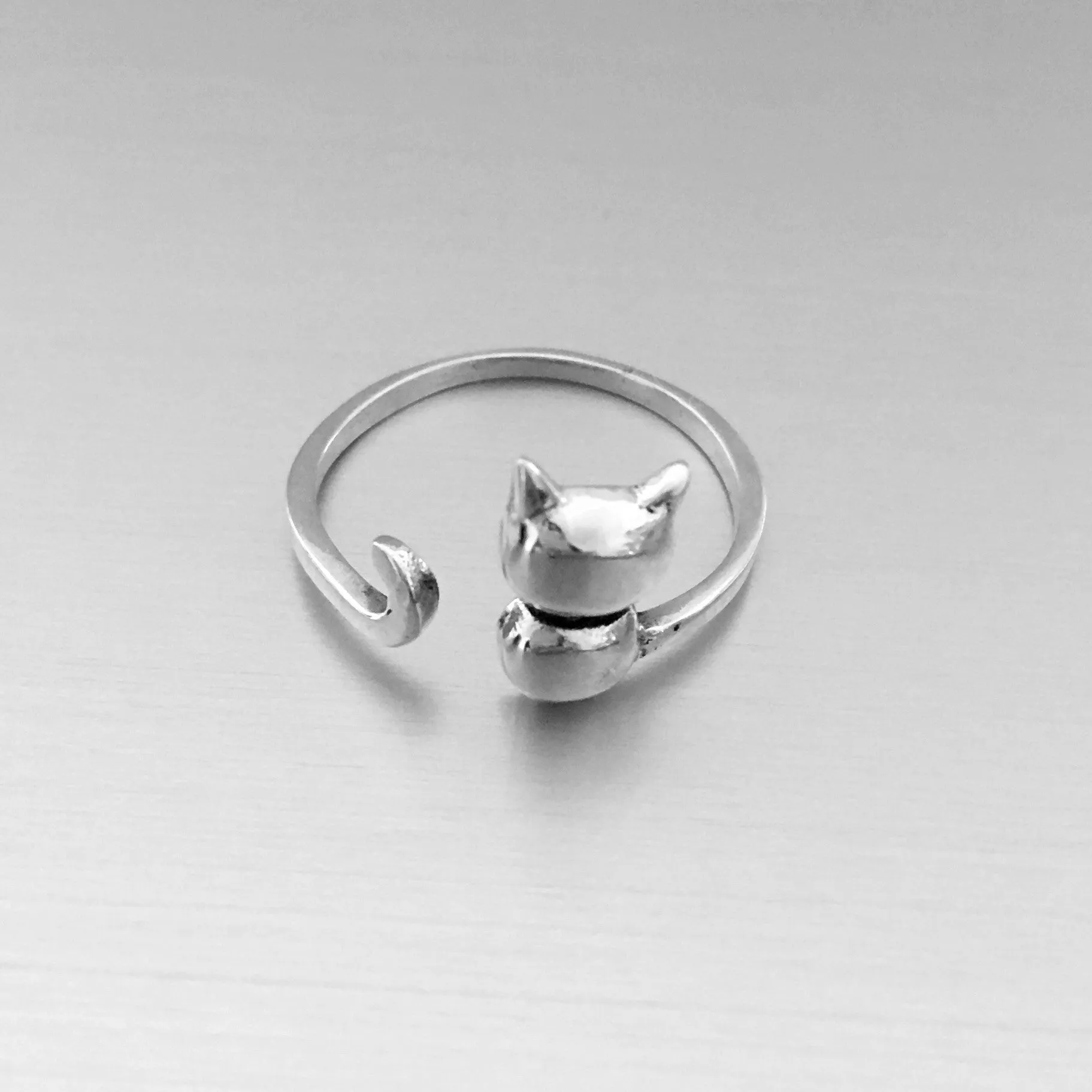 Sterling Silver Cat Ring, Kitty Cat Ring, Animal Ring, Silver Ring, Kitty Ring