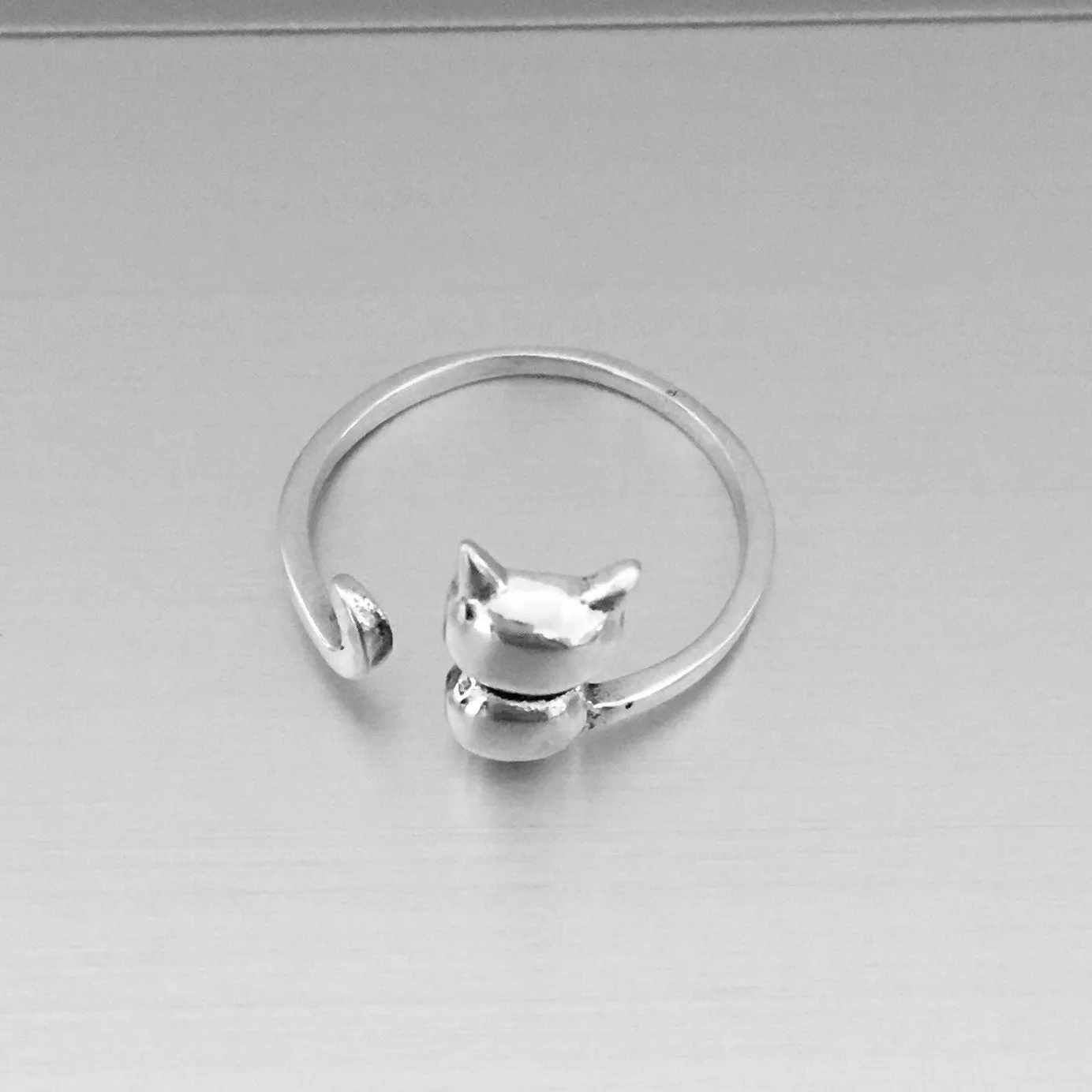 Sterling Silver Cat Ring, Kitty Cat Ring, Animal Ring, Silver Ring, Kitty Ring