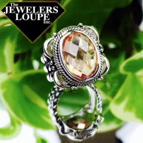 Sterling Silver Champagne Colored Cubic Zirconia Cable Ring, Size 7 (86589)