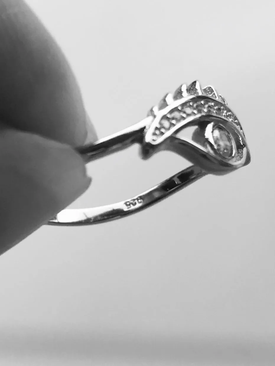 Sterling Silver CZ Eye Ring, Religious Ring, Evil Eye Ring, Silver Ring, protector Ring