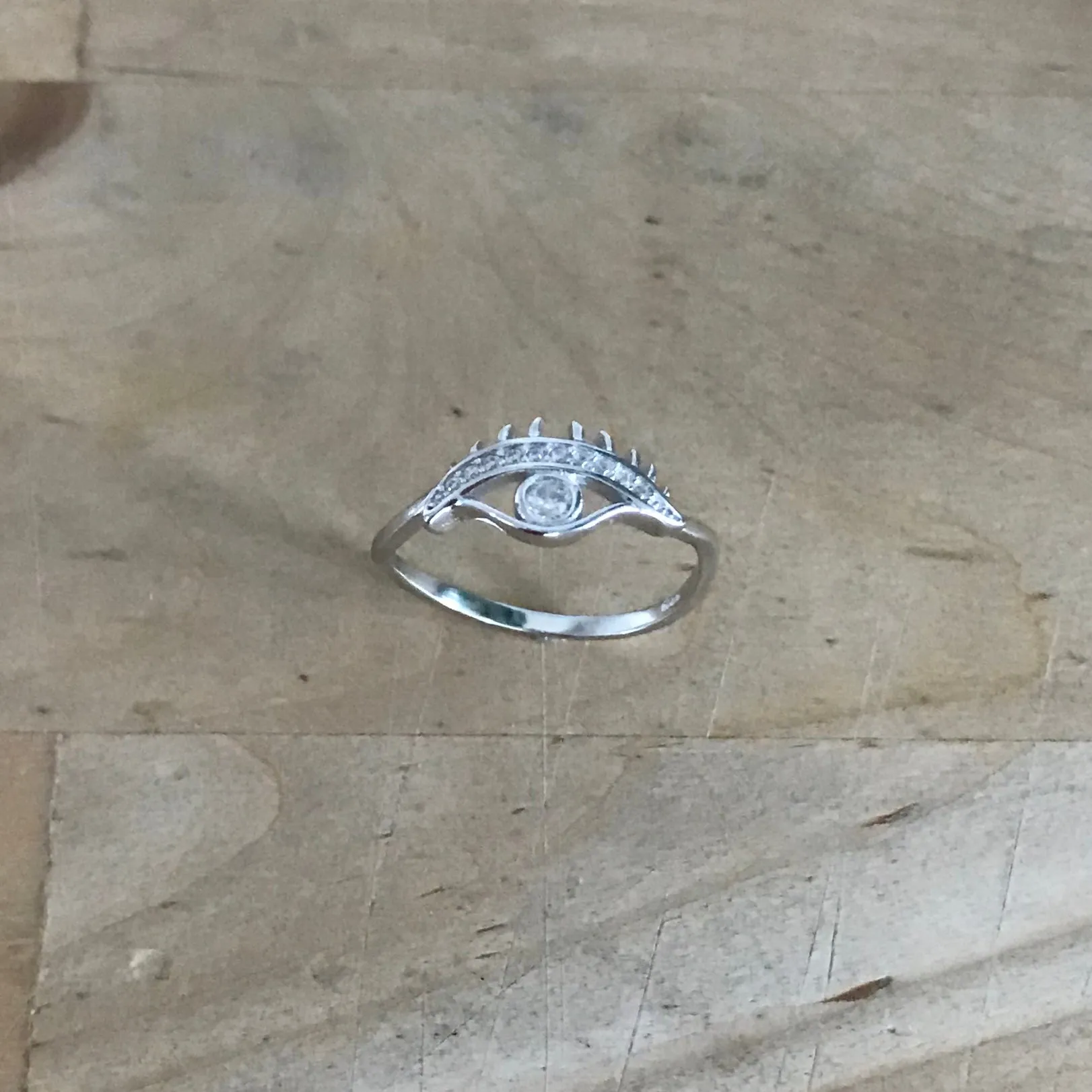 Sterling Silver CZ Eye Ring, Religious Ring, Evil Eye Ring, Silver Ring, protector Ring