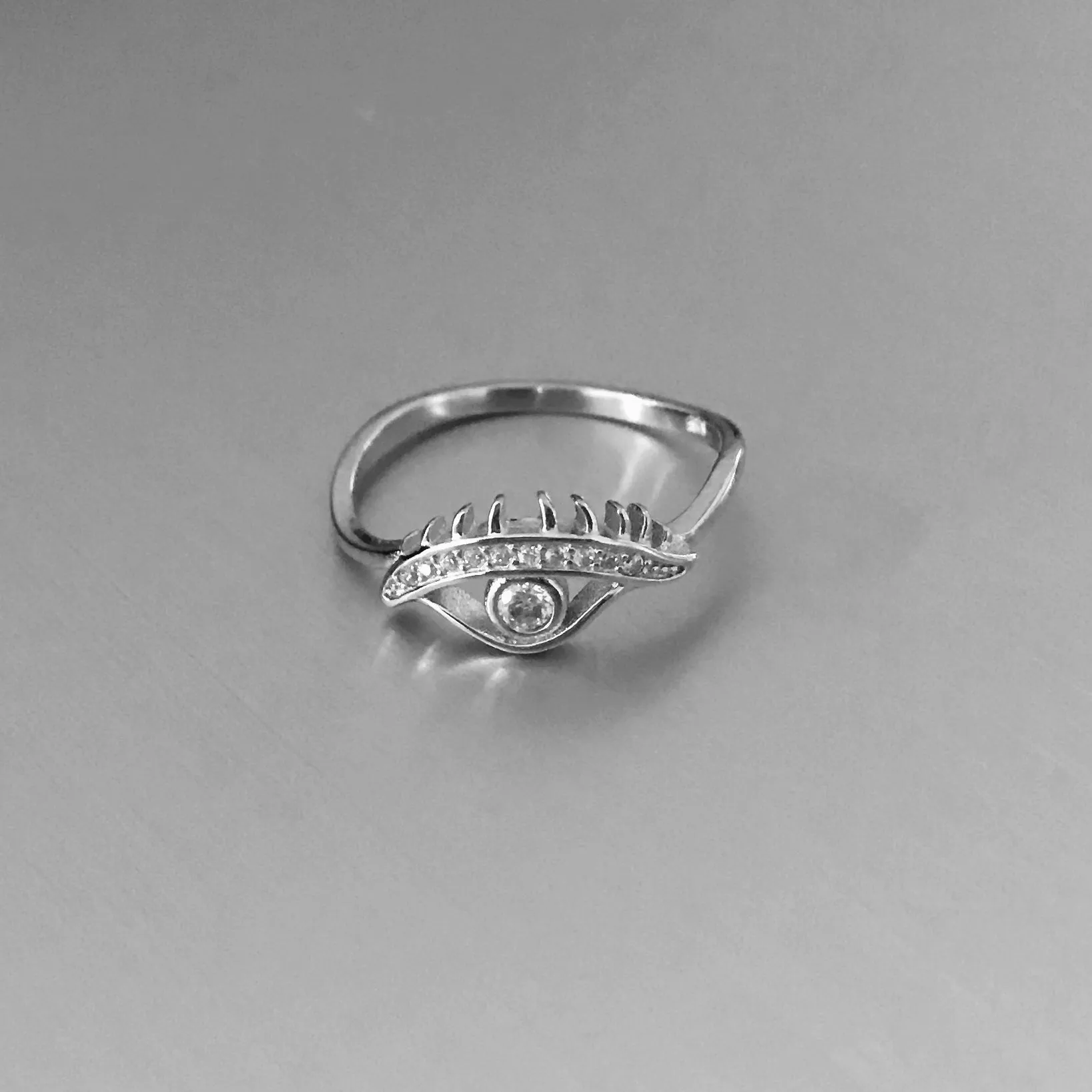 Sterling Silver CZ Eye Ring, Religious Ring, Evil Eye Ring, Silver Ring, protector Ring