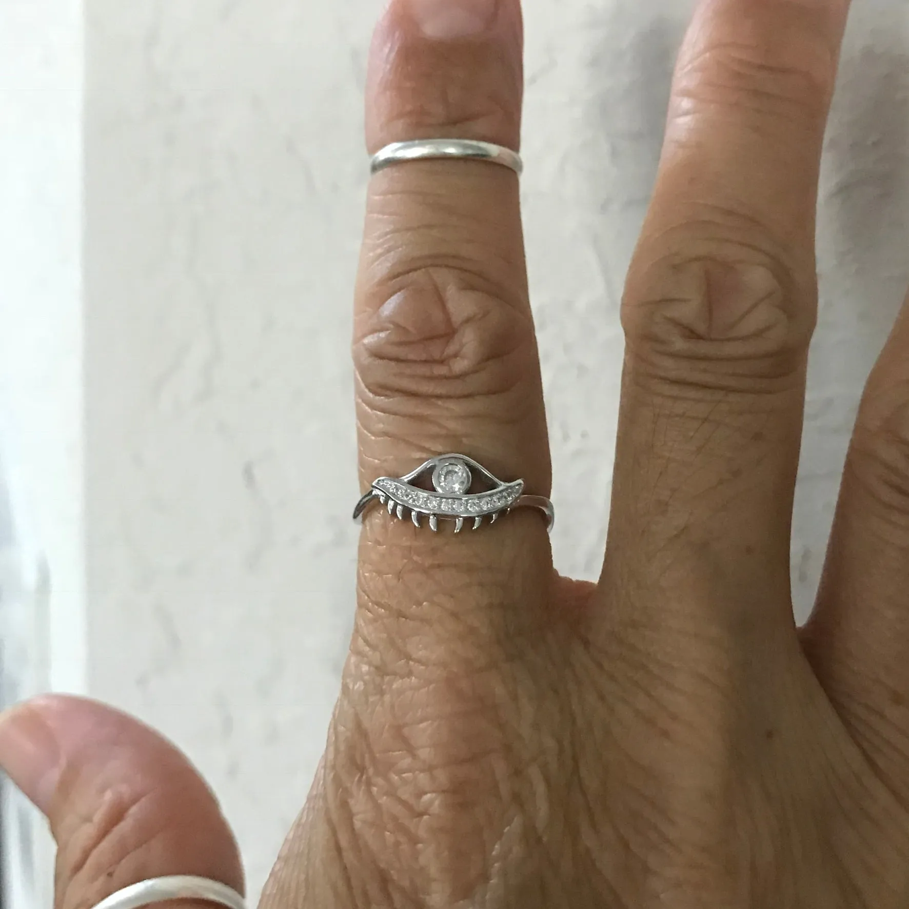 Sterling Silver CZ Eye Ring, Religious Ring, Evil Eye Ring, Silver Ring, protector Ring