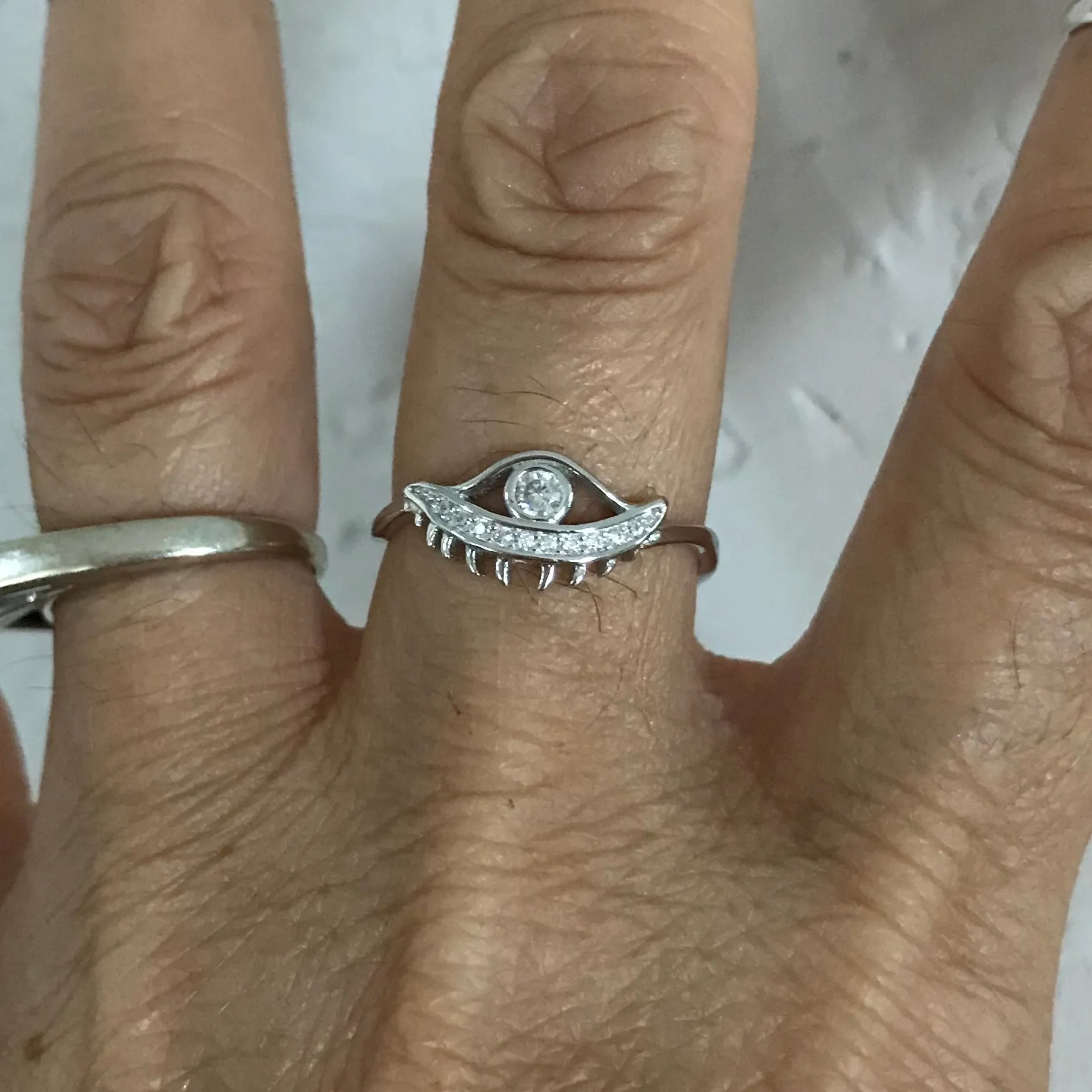 Sterling Silver CZ Eye Ring, Religious Ring, Evil Eye Ring, Silver Ring, protector Ring