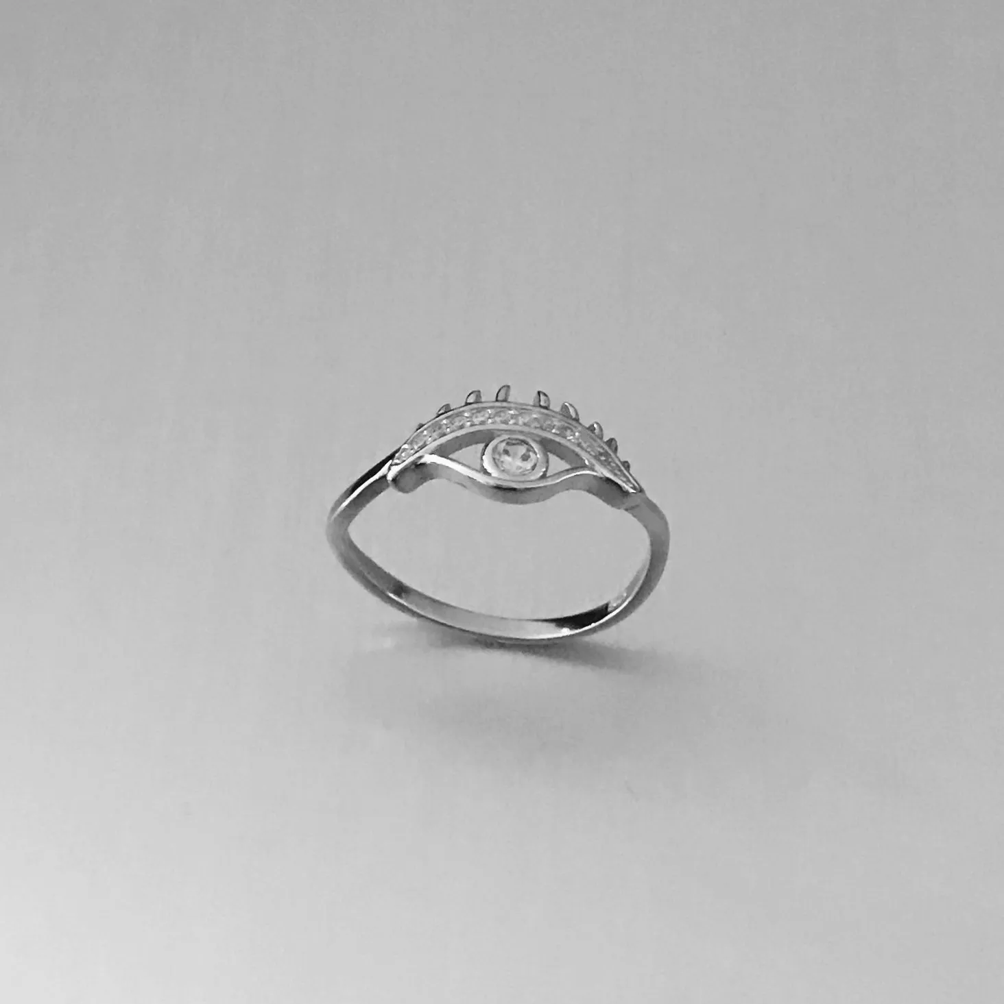 Sterling Silver CZ Eye Ring, Religious Ring, Evil Eye Ring, Silver Ring, protector Ring
