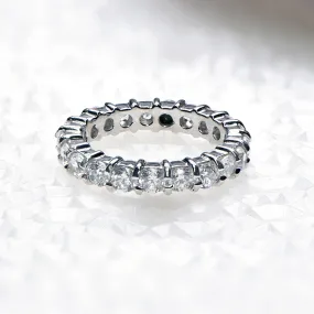 Sterling Silver CZ Manmade Gemstone Eternity Band - Size 6