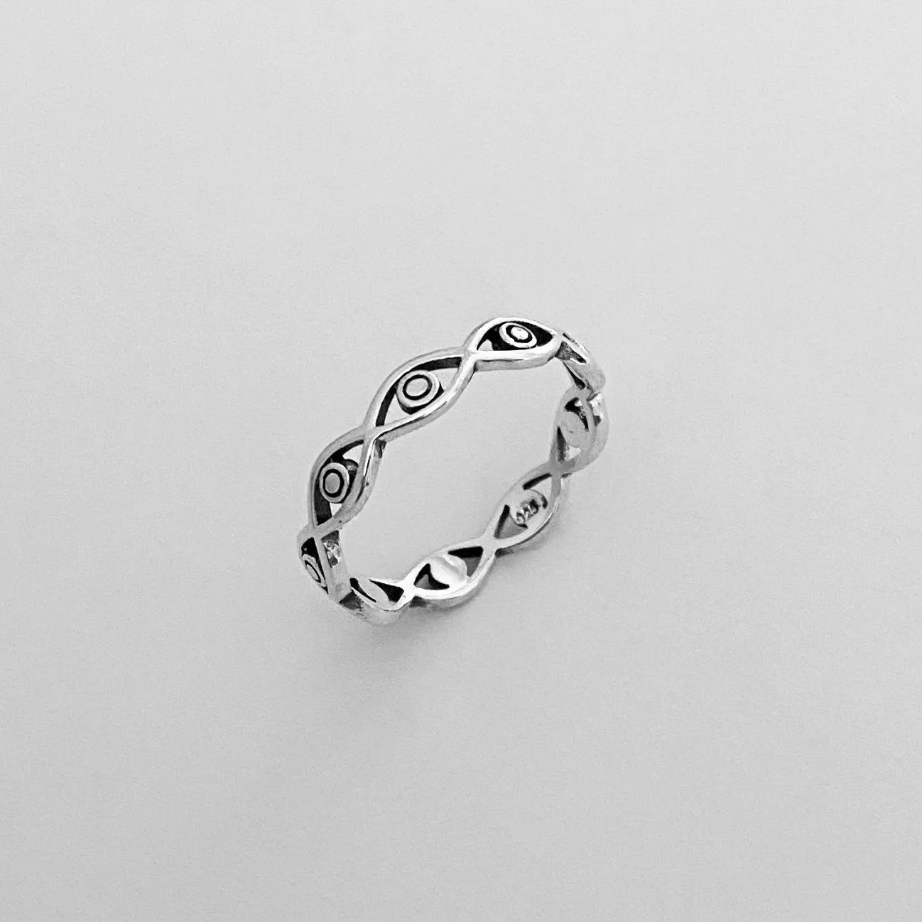 Sterling Silver Eternity All Seeing Eye Band, Silver Ring, Protector Ring, Eye Ring,
