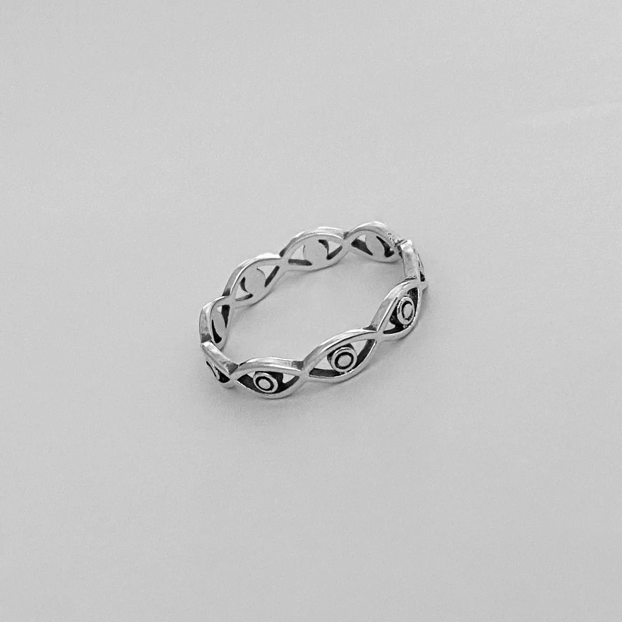 Sterling Silver Eternity All Seeing Eye Band, Silver Ring, Protector Ring, Eye Ring,
