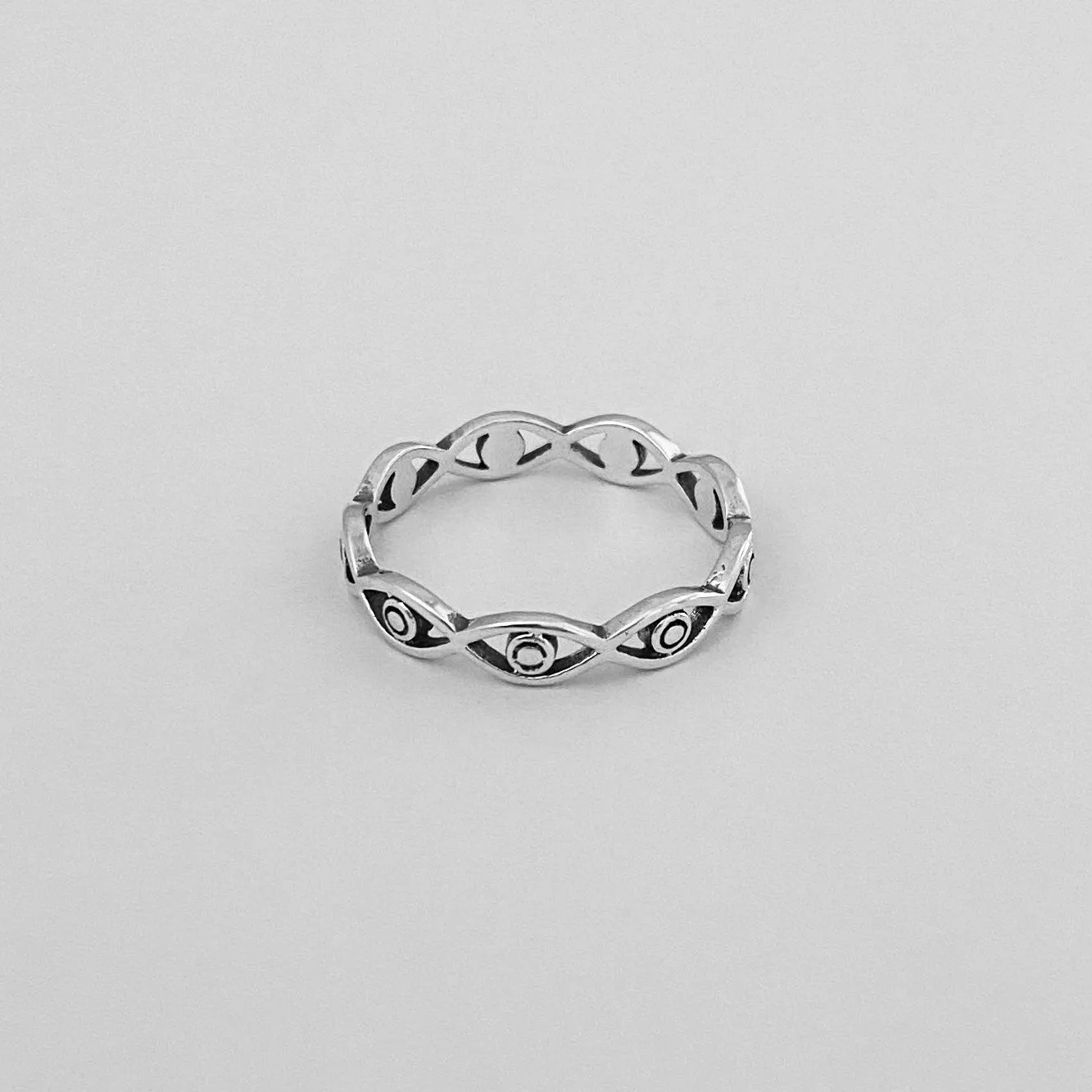 Sterling Silver Eternity All Seeing Eye Band, Silver Ring, Protector Ring, Eye Ring,