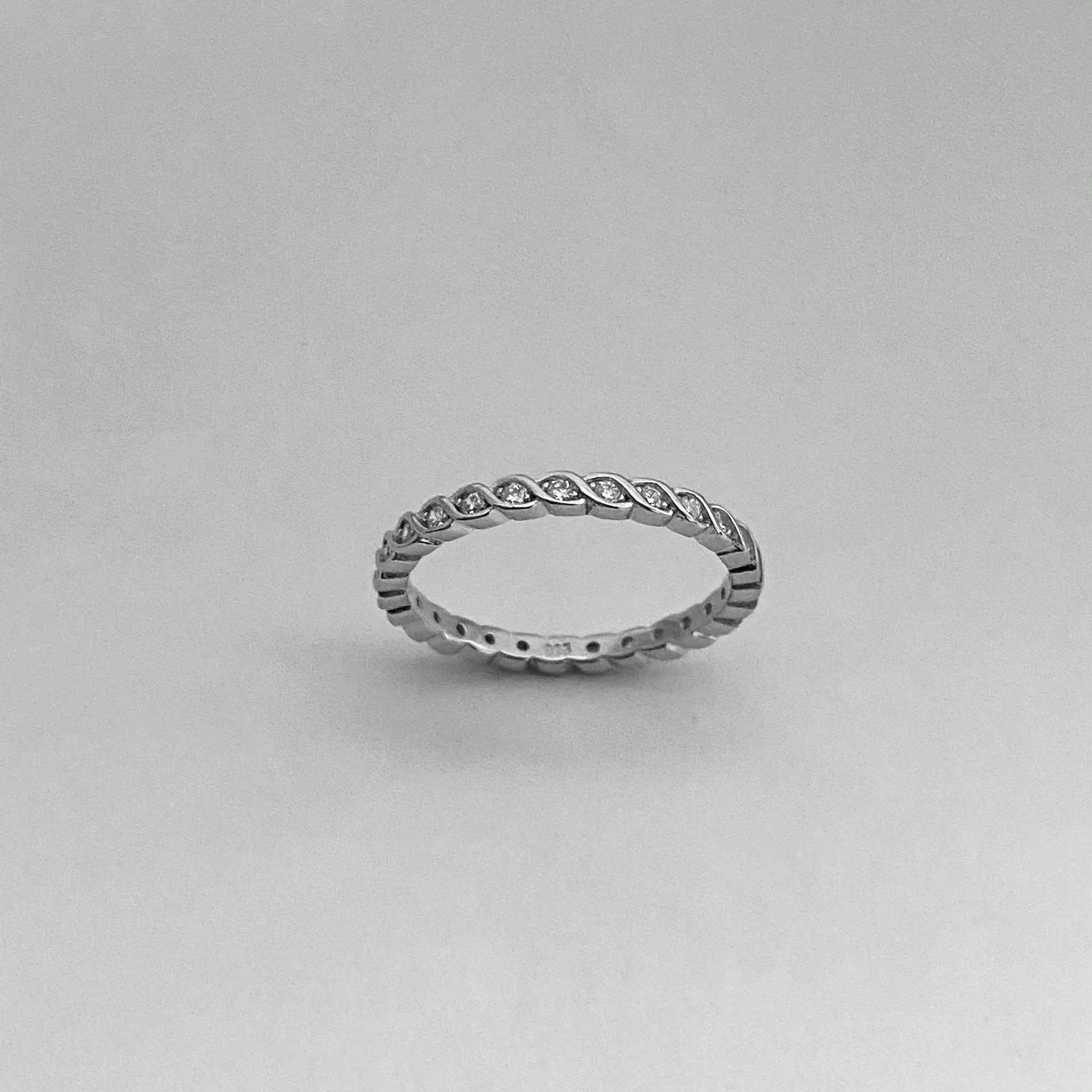 Sterling Silver Eternity CZ Braided Ring, Boho Ring, Silver Ring, Wedding Ring