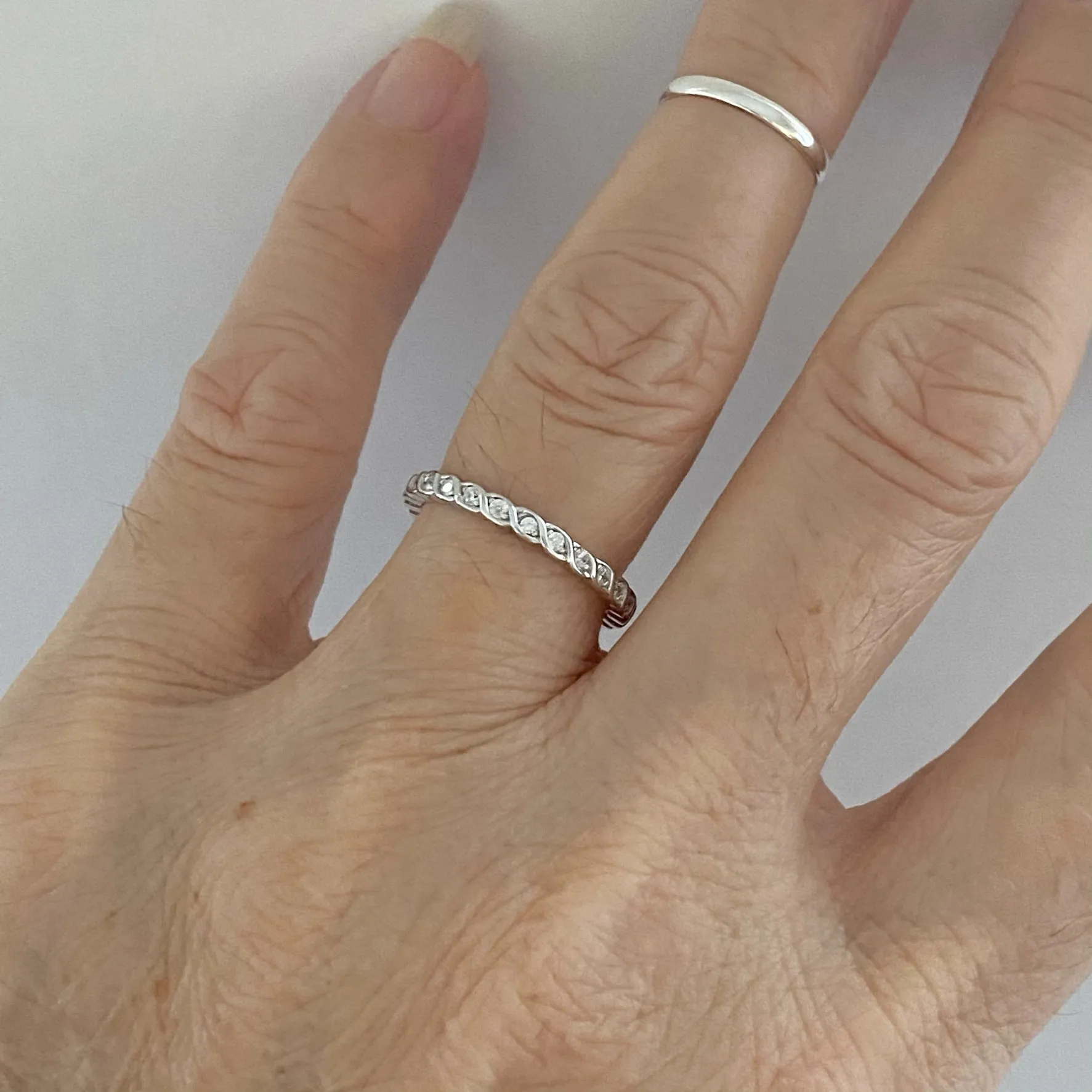 Sterling Silver Eternity CZ Braided Ring, Boho Ring, Silver Ring, Wedding Ring