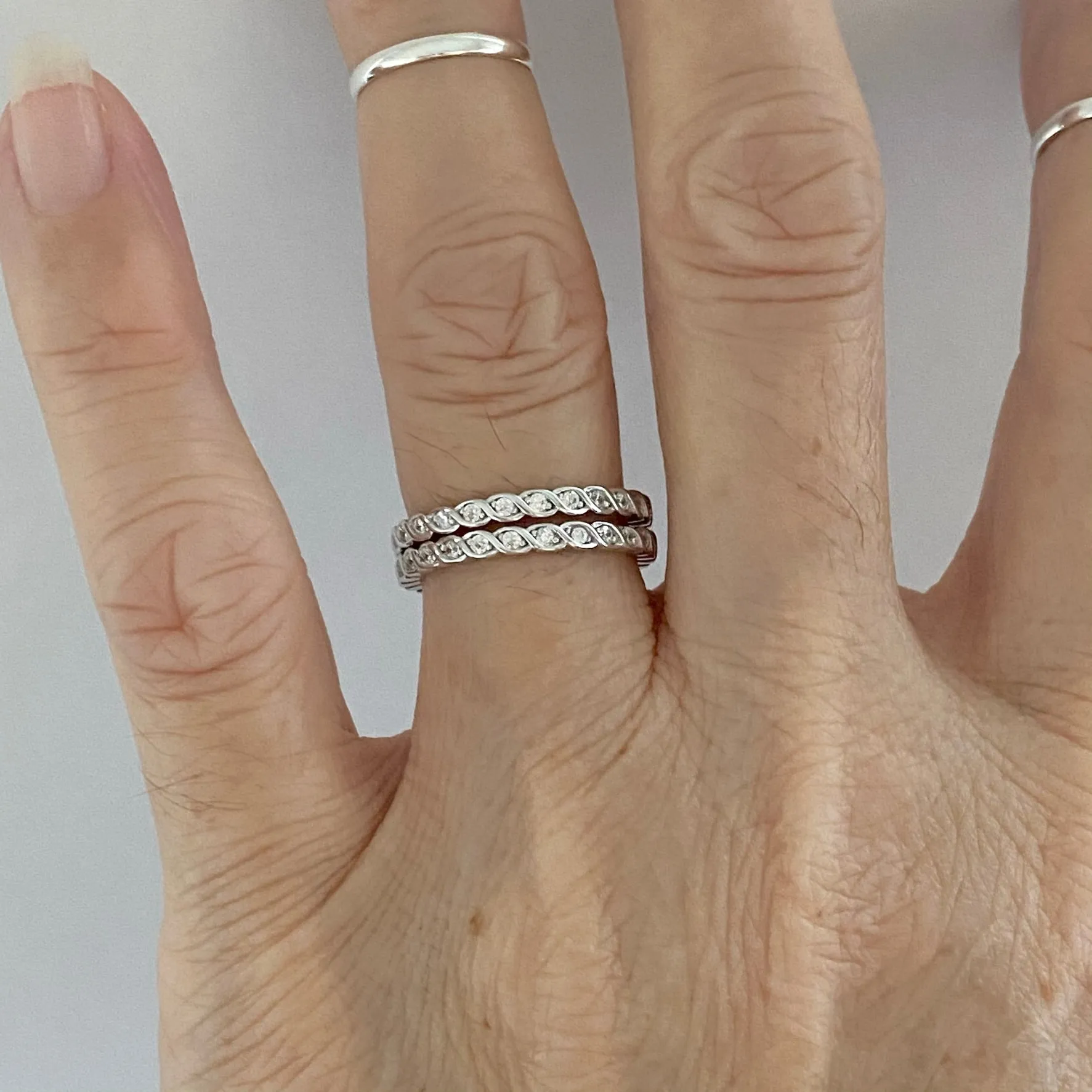 Sterling Silver Eternity CZ Braided Ring, Boho Ring, Silver Ring, Wedding Ring