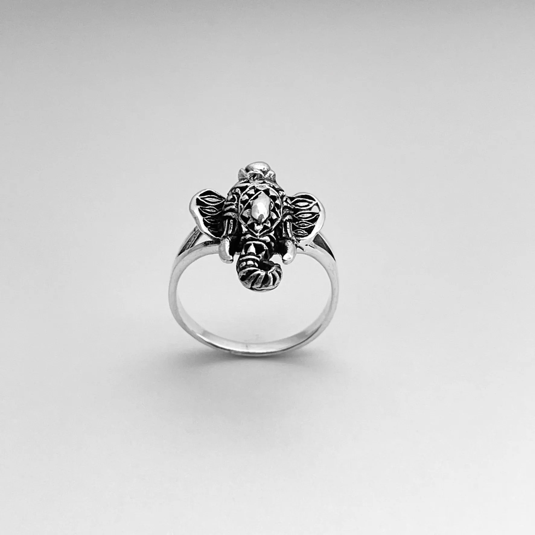 Sterling Silver Filigree Ganesha Elephant Ring, Silver Ring, Good Luck Ring, Boho Ring