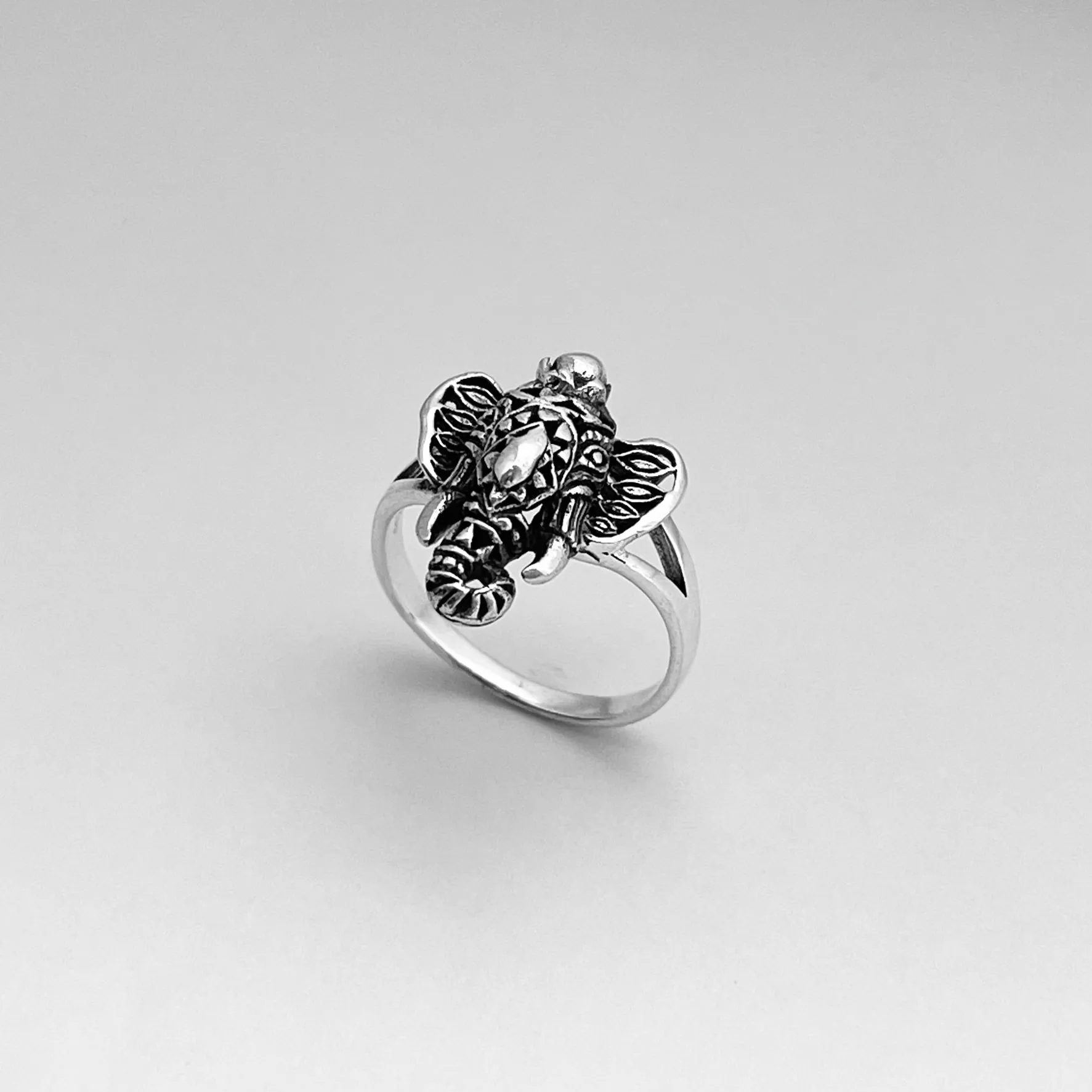 Sterling Silver Filigree Ganesha Elephant Ring, Silver Ring, Good Luck Ring, Boho Ring
