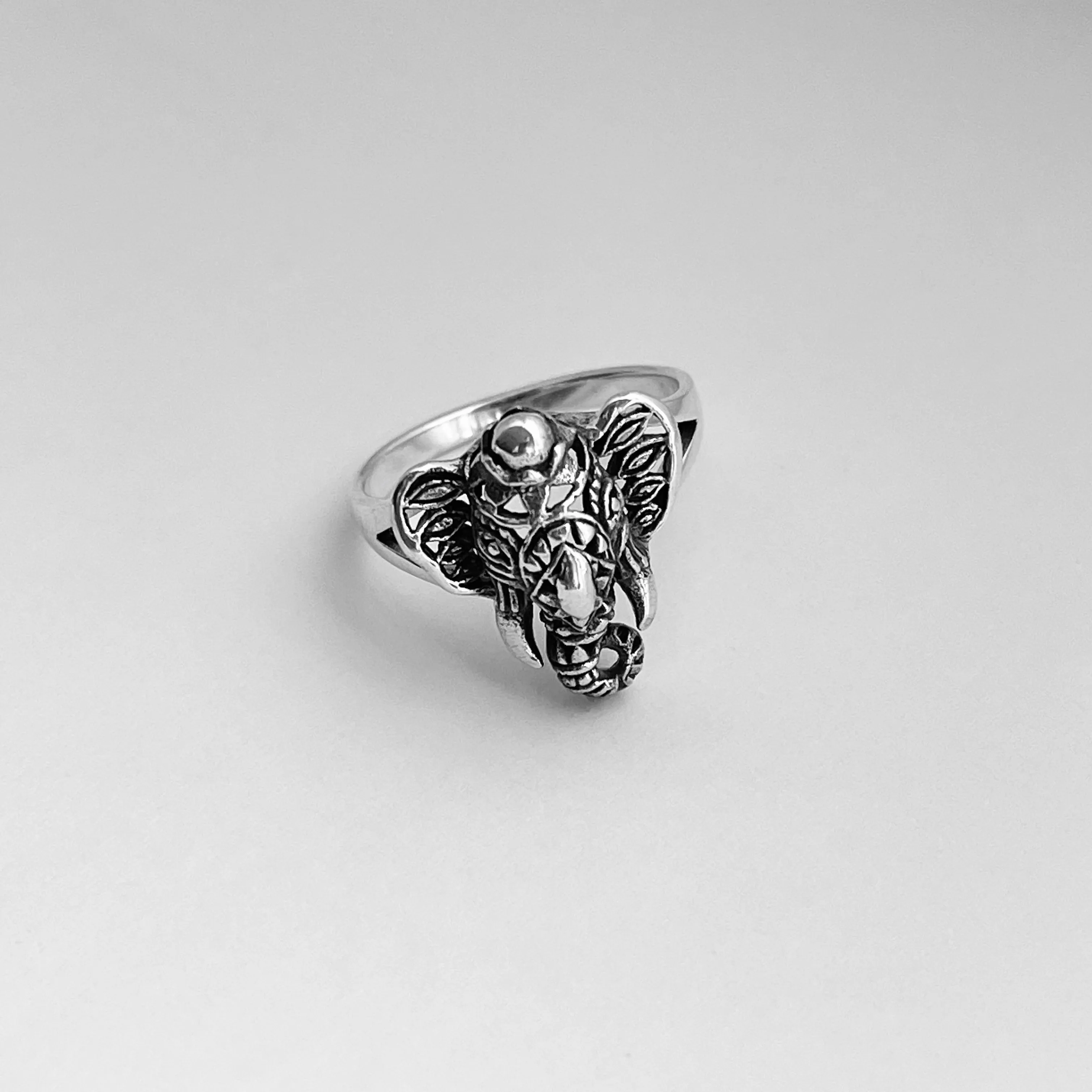Sterling Silver Filigree Ganesha Elephant Ring, Silver Ring, Good Luck Ring, Boho Ring