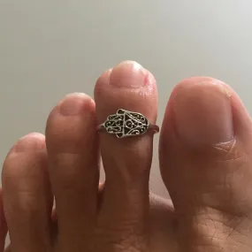 Sterling Silver Hand of Fatima Toe Ring, Religious Ring, Hamsa Ring