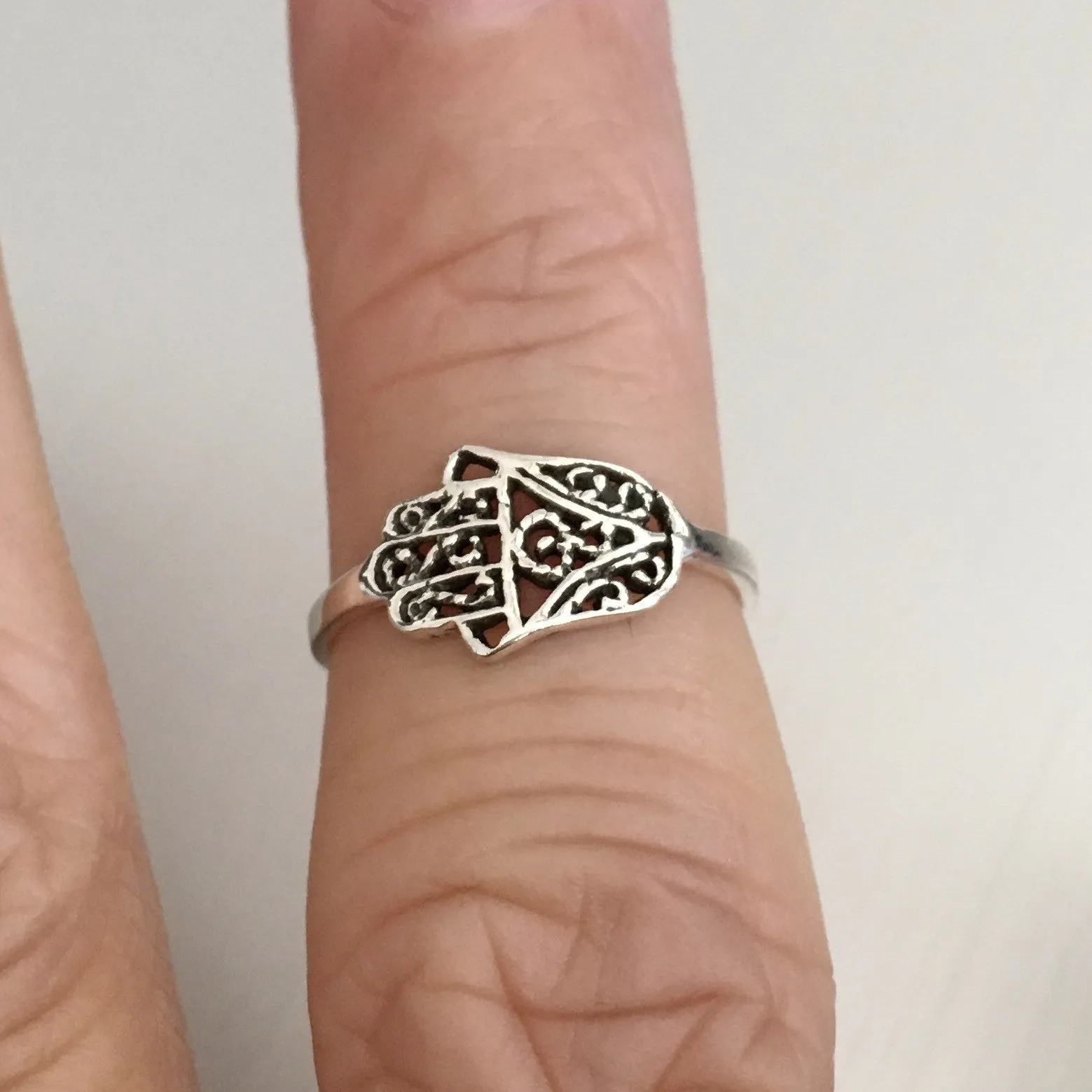 Sterling Silver Hand of Fatima Toe Ring, Religious Ring, Hamsa Ring