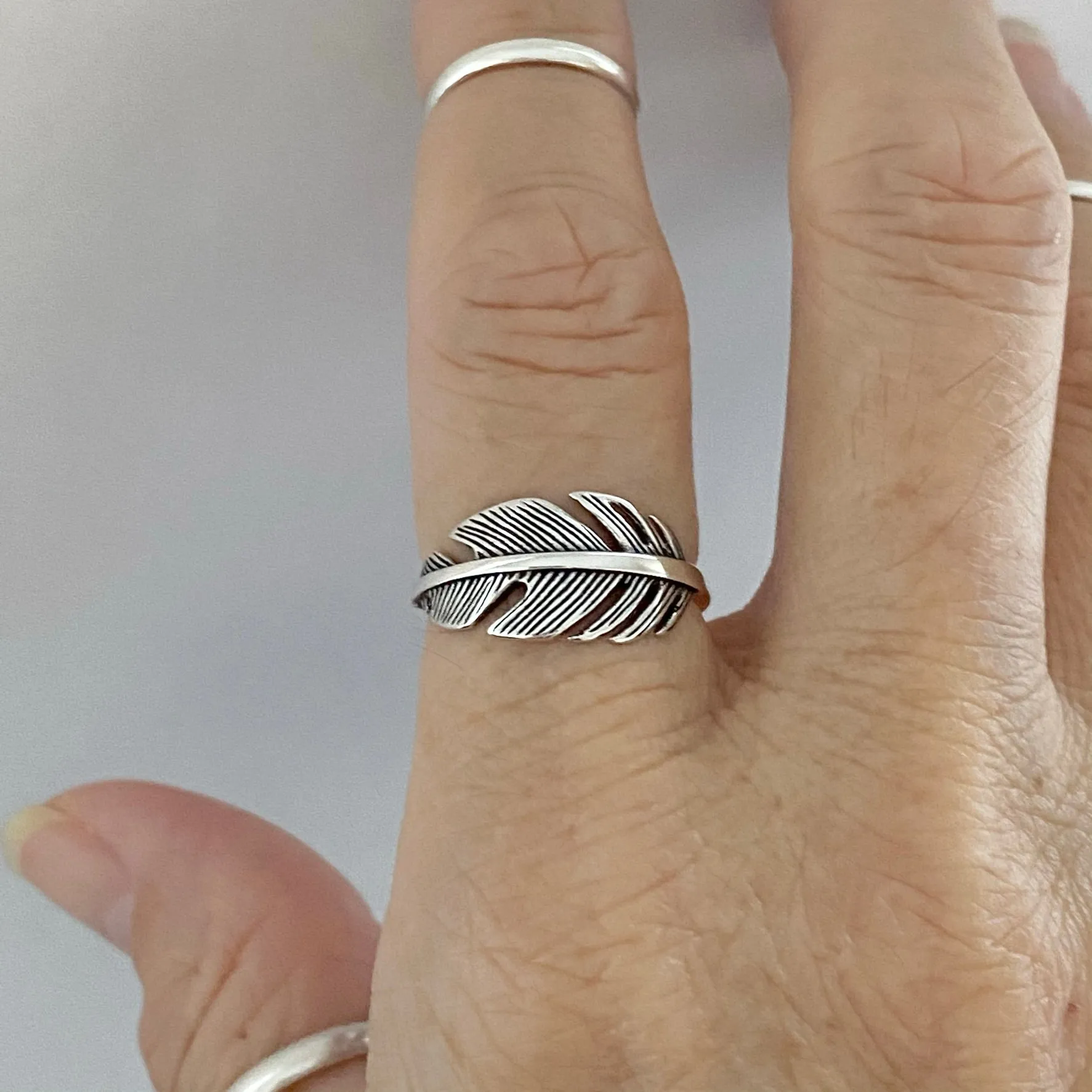 Sterling Silver Large Feather Ring, Silver Ring, Boho Ring, Angels Wing, Religious Ring