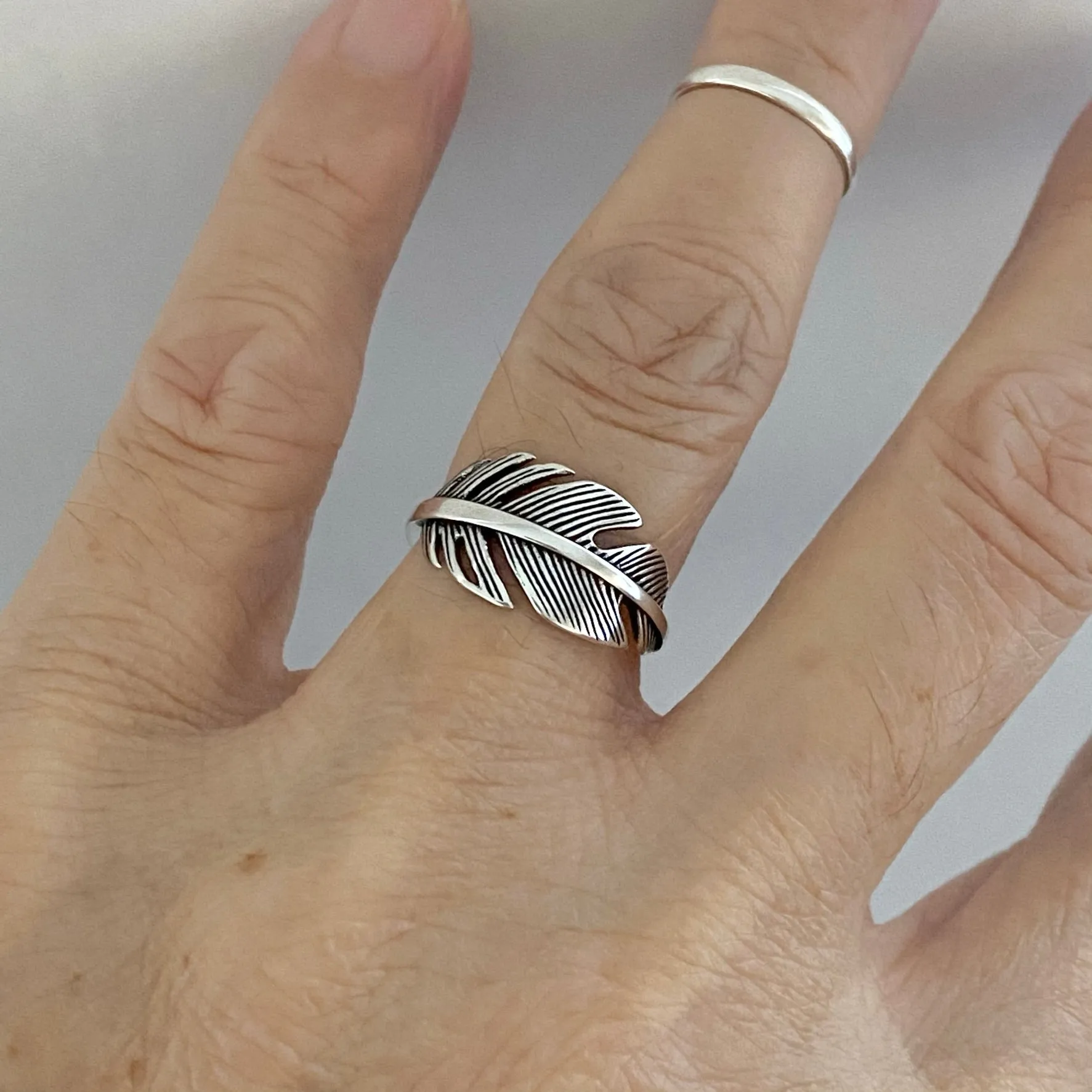 Sterling Silver Large Feather Ring, Silver Ring, Boho Ring, Angels Wing, Religious Ring