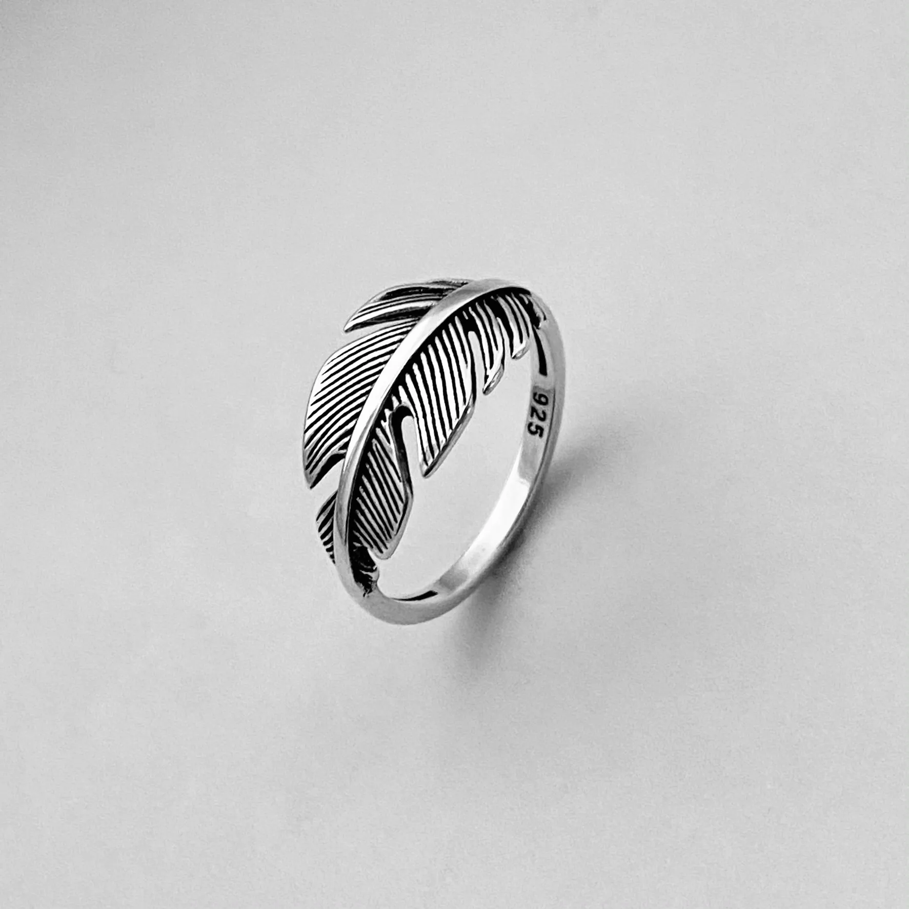 Sterling Silver Large Feather Ring, Silver Ring, Boho Ring, Angels Wing, Religious Ring