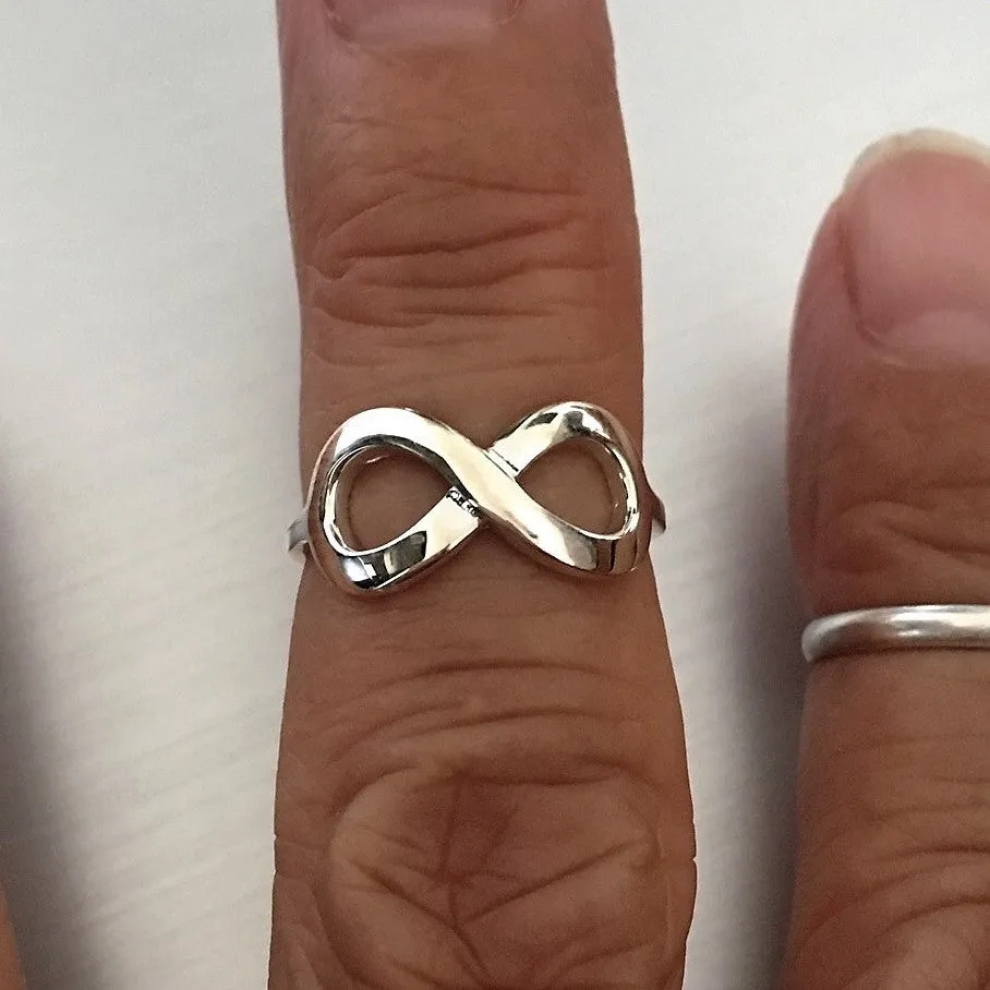 Sterling Silver Large Infinity Ring, Silver Ring, Love Ring