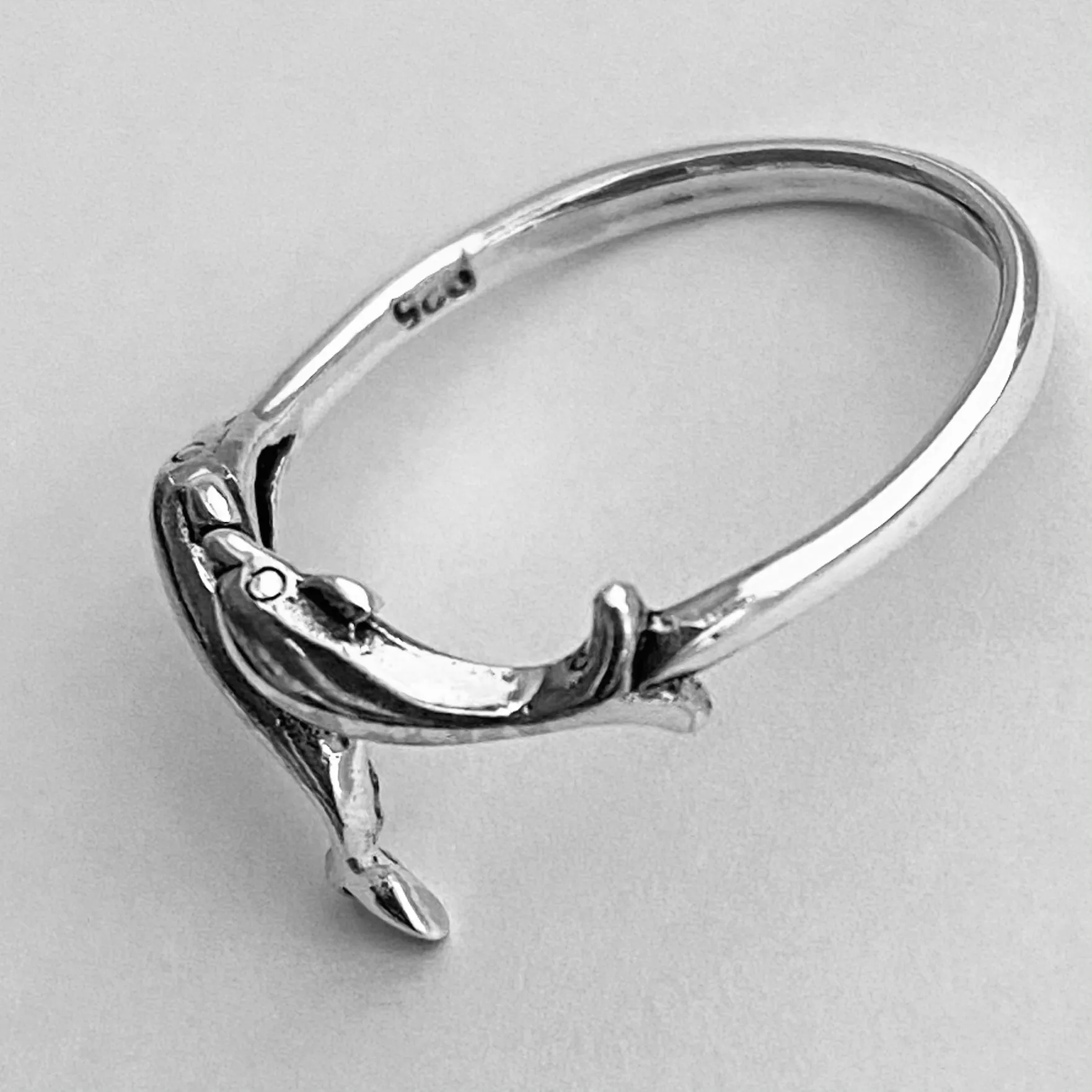 Sterling Silver Mama and Baby Dolphins Ring, Silver Ring, Dolphin Ring, Ocean Rings