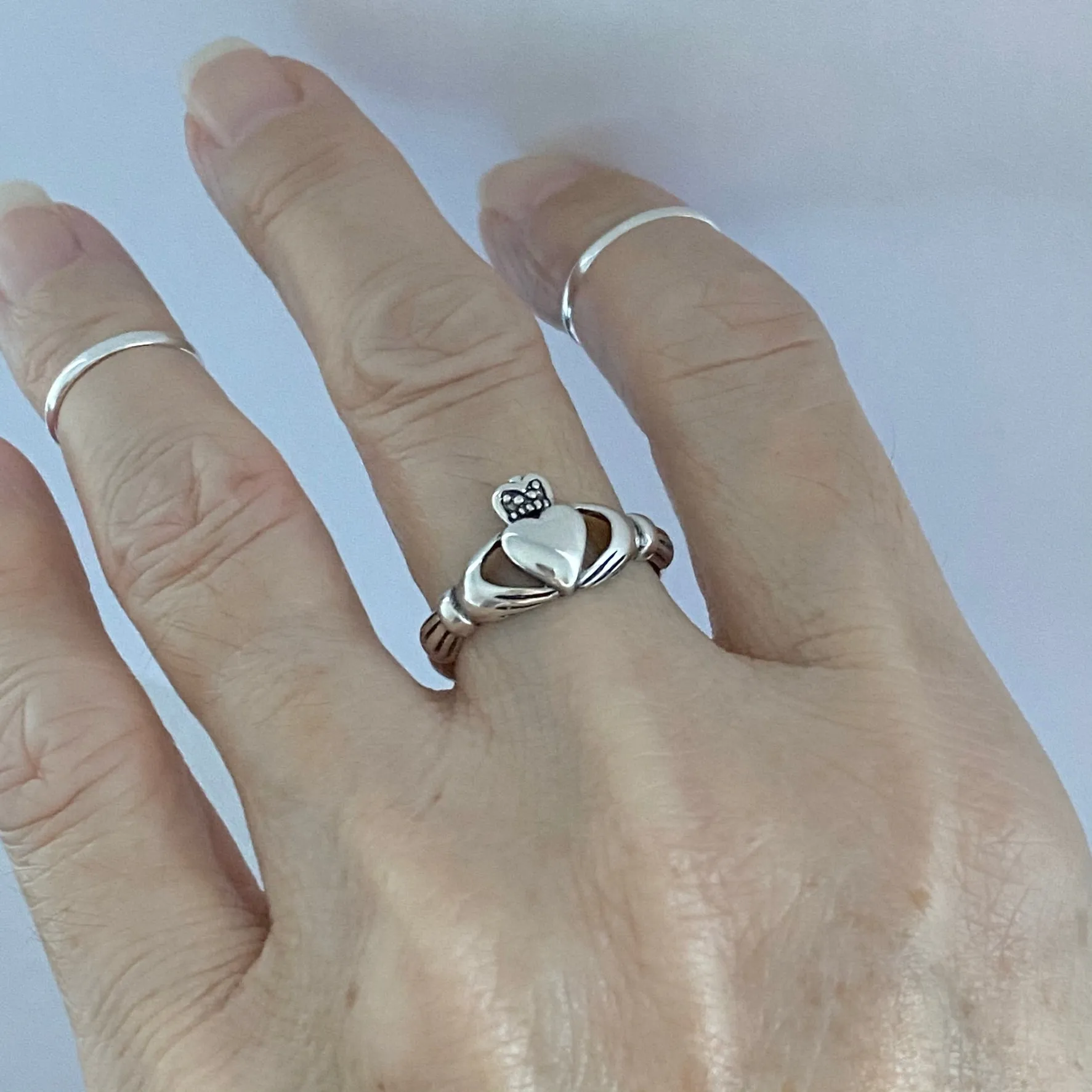 Sterling Silver Medium Claddagh Ring, Friendship Ring, Heart Ring, Irish Ring, Silver Ring