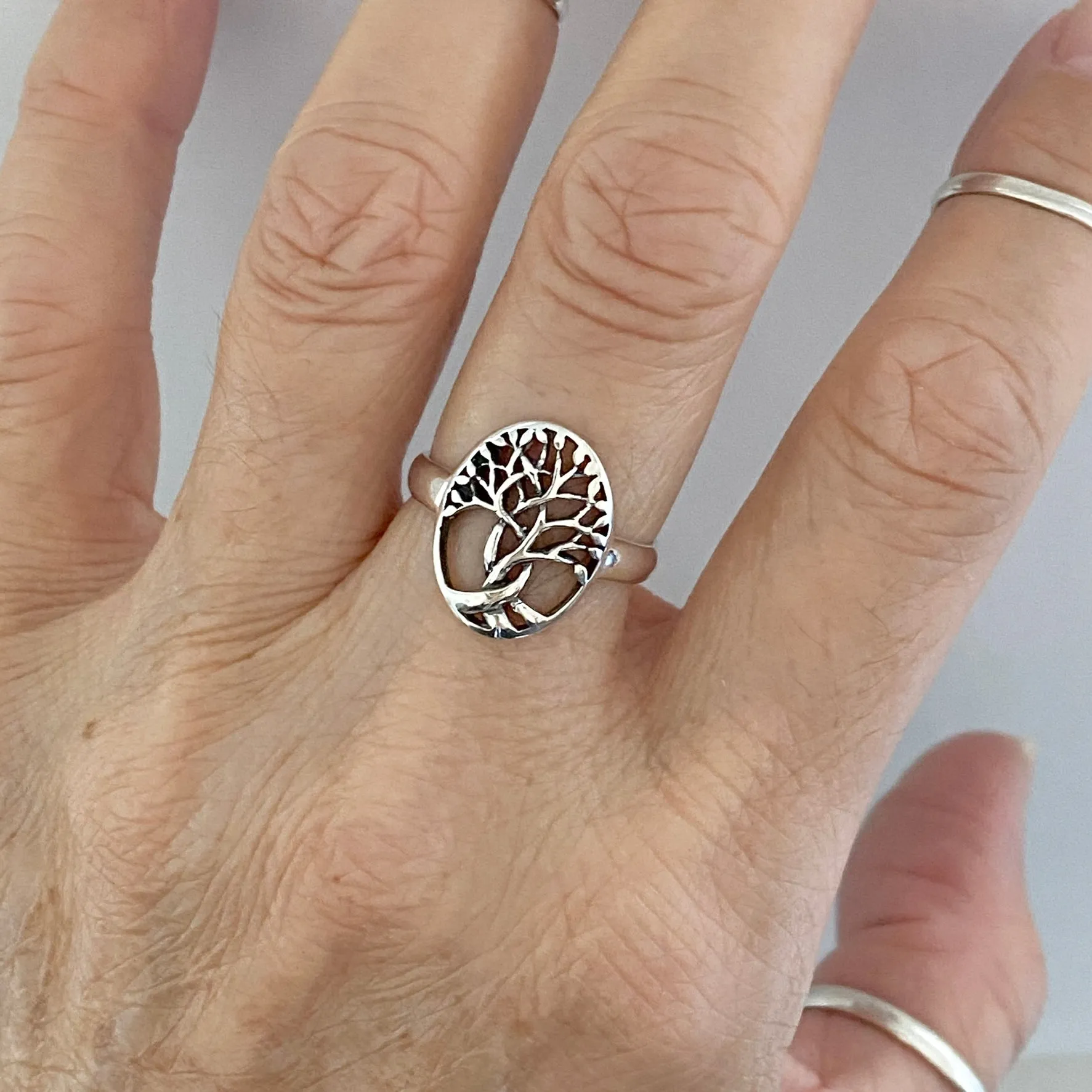 Sterling Silver Medium Tree of Life Ring, Tree Ring, Silver Ring, Boho Ring, Fortune Ring