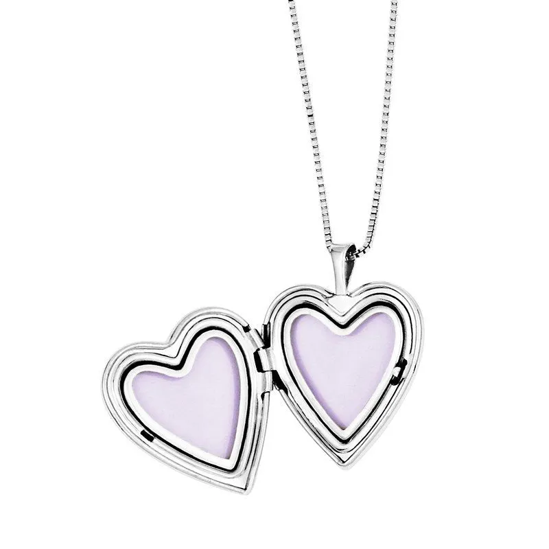 Sterling Silver Rhodium-plated Polished & Satin Butterfly Heart Locket & Pendant Mother/Daughter Necklace Set QLS443SET