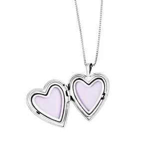 Sterling Silver Rhodium-plated Polished & Satin Butterfly Heart Locket & Pendant Mother/Daughter Necklace Set QLS443SET