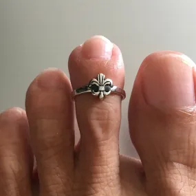 Sterling Silver Small Fleur De Lis Toe Ring, Flower Ring, Lotus Ring, Saints Ring