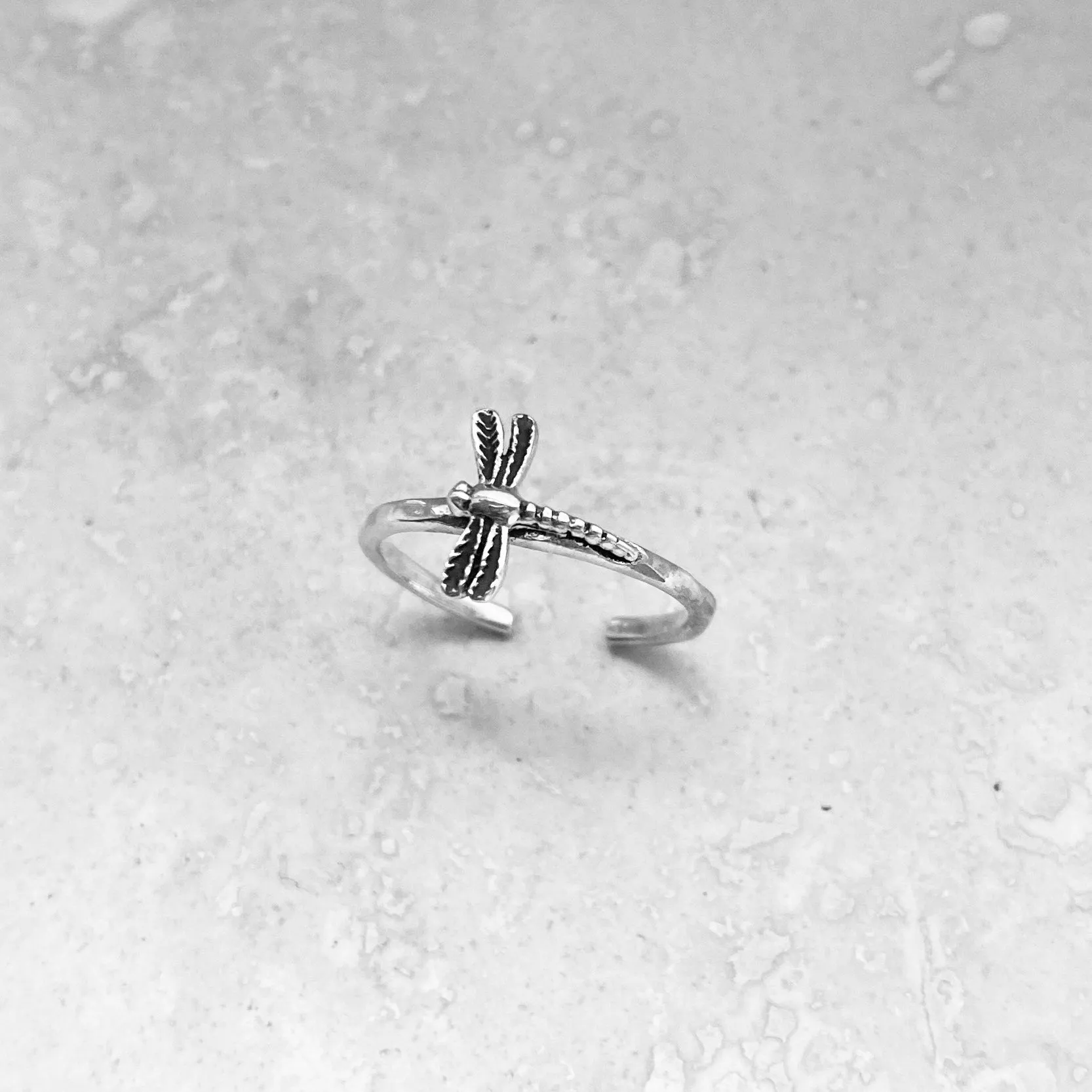 Sterling Silver Small Sideway Dragonfly Toe Ring, Silver Rings, Spiritual Ring, Dragonfly Ring