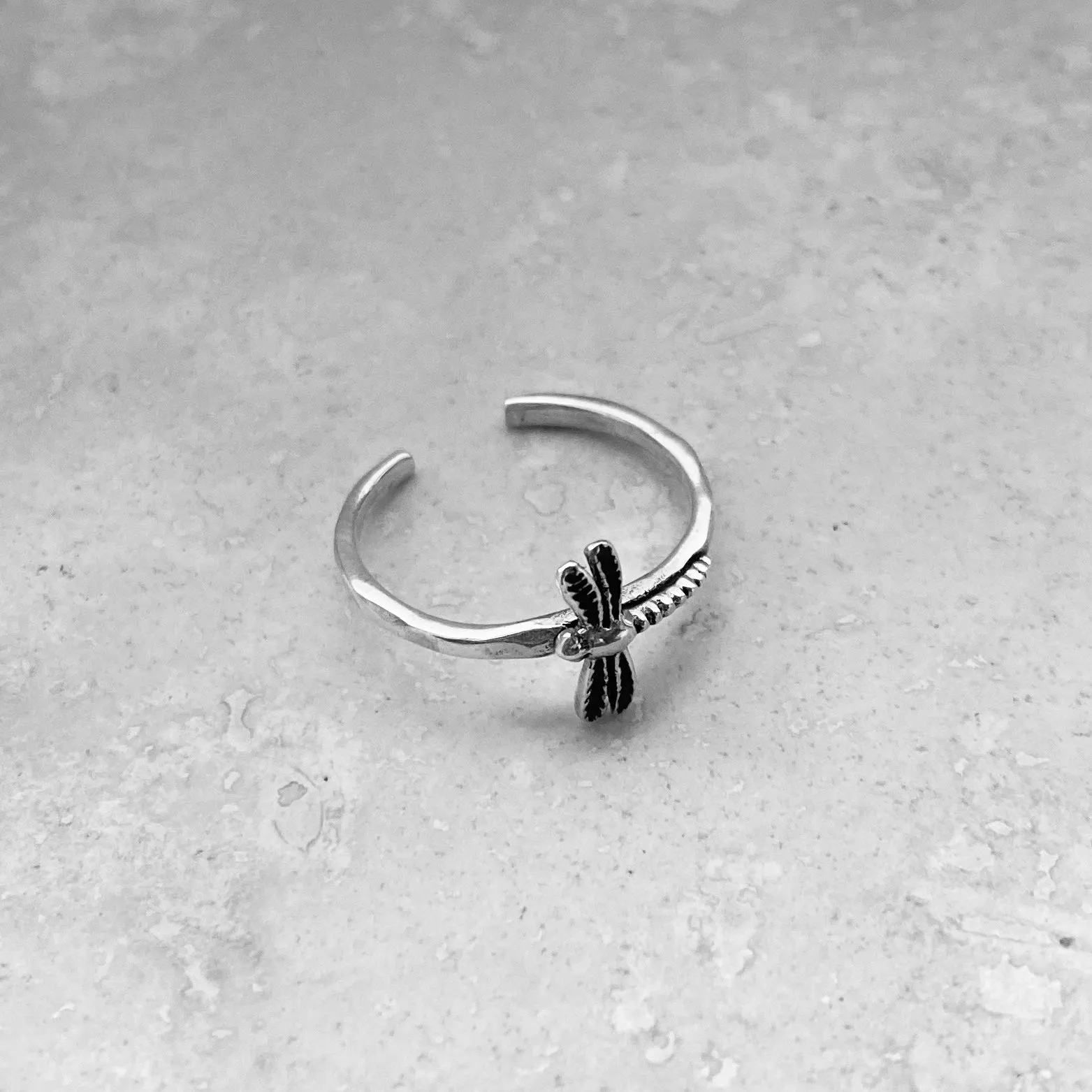 Sterling Silver Small Sideway Dragonfly Toe Ring, Silver Rings, Spiritual Ring, Dragonfly Ring