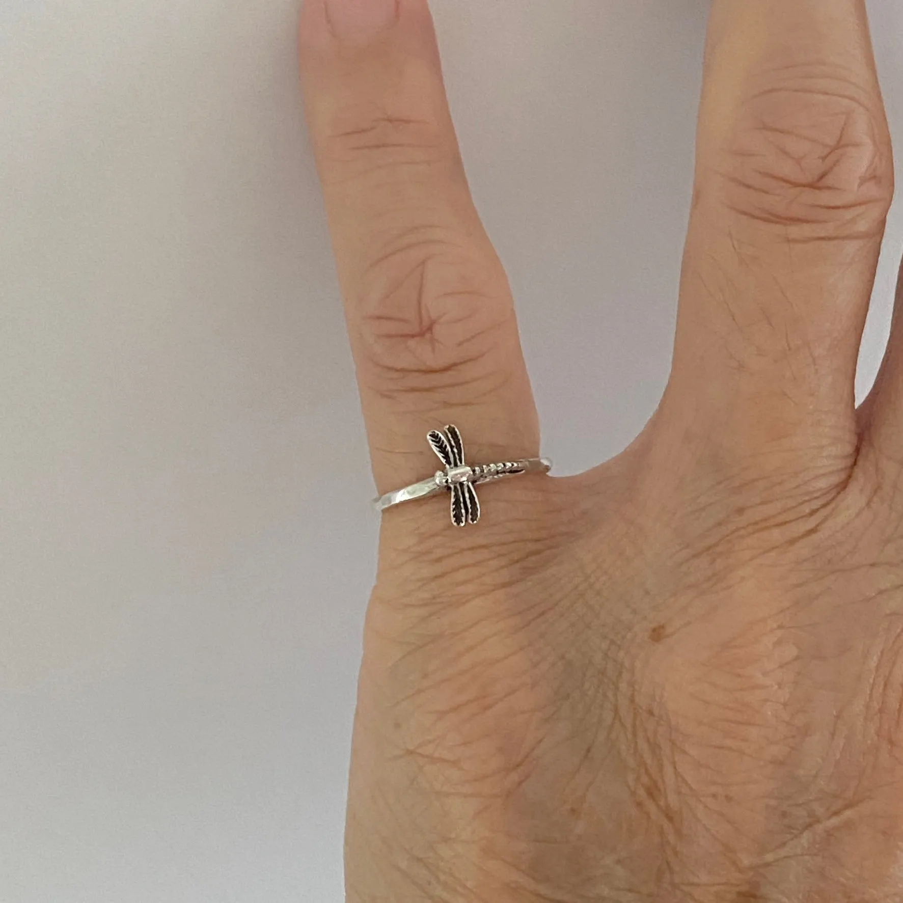 Sterling Silver Small Sideway Dragonfly Toe Ring, Silver Rings, Spiritual Ring, Dragonfly Ring