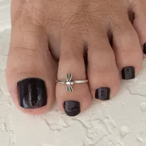 Sterling Silver Small Sideway Dragonfly Toe Ring, Silver Rings, Spiritual Ring, Dragonfly Ring