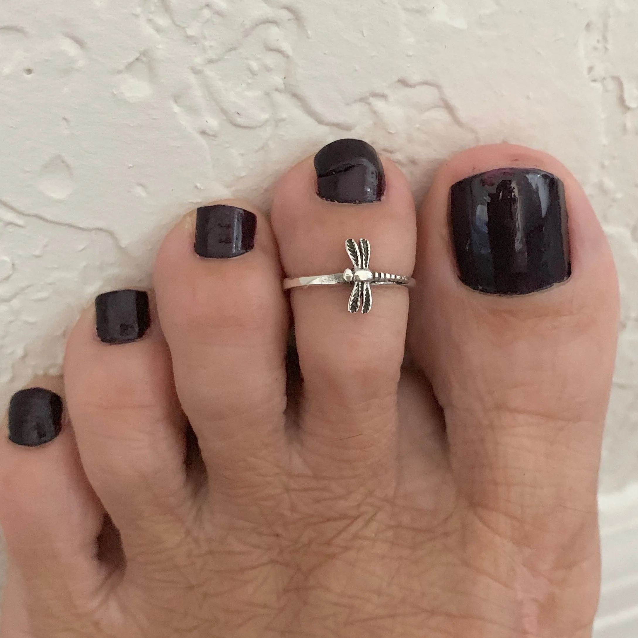 Sterling Silver Small Sideway Dragonfly Toe Ring, Silver Rings, Spiritual Ring, Dragonfly Ring