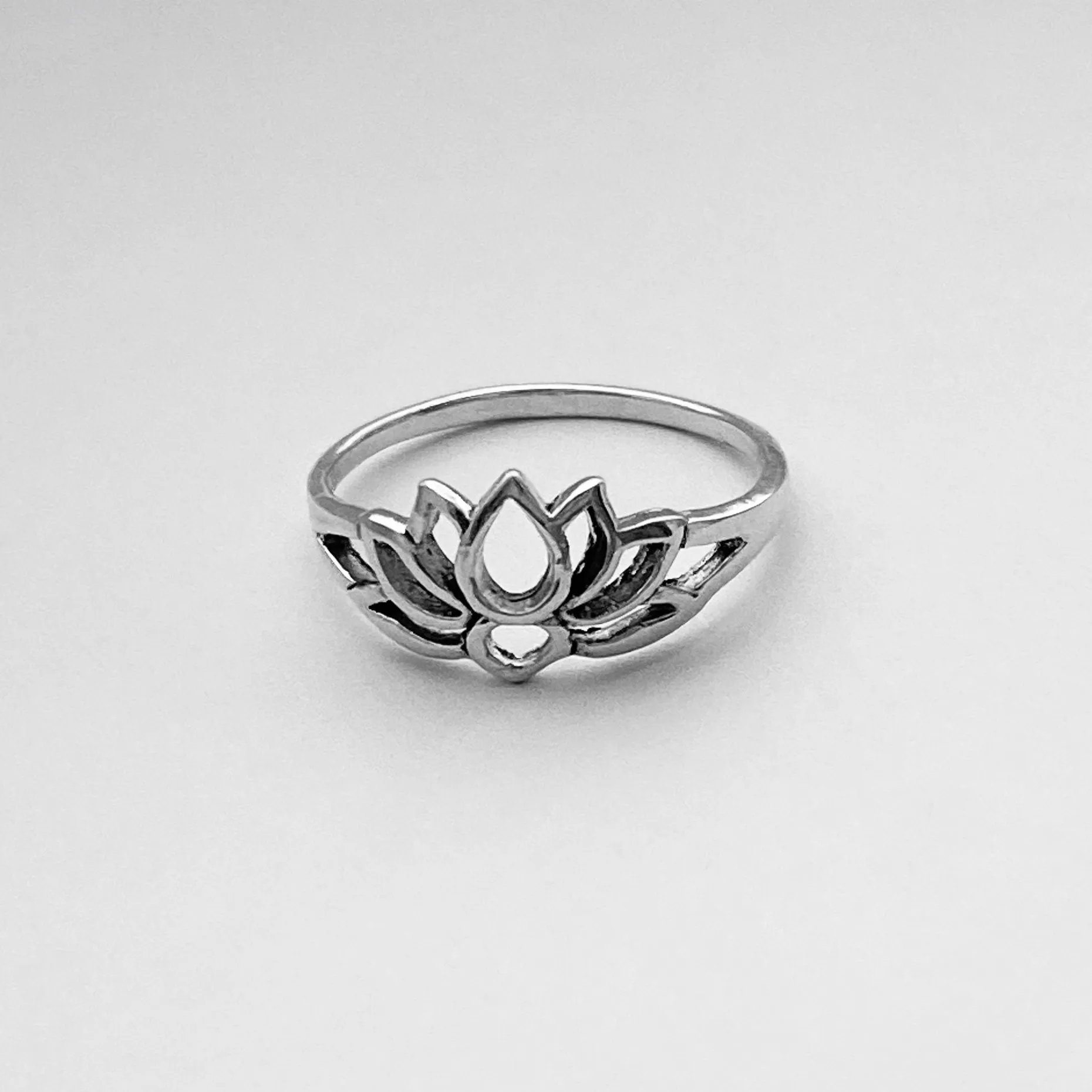 Sterling Silver Small Silhouette Lotus Ring, Flower Ring, Yoga Ring, Toe Ring