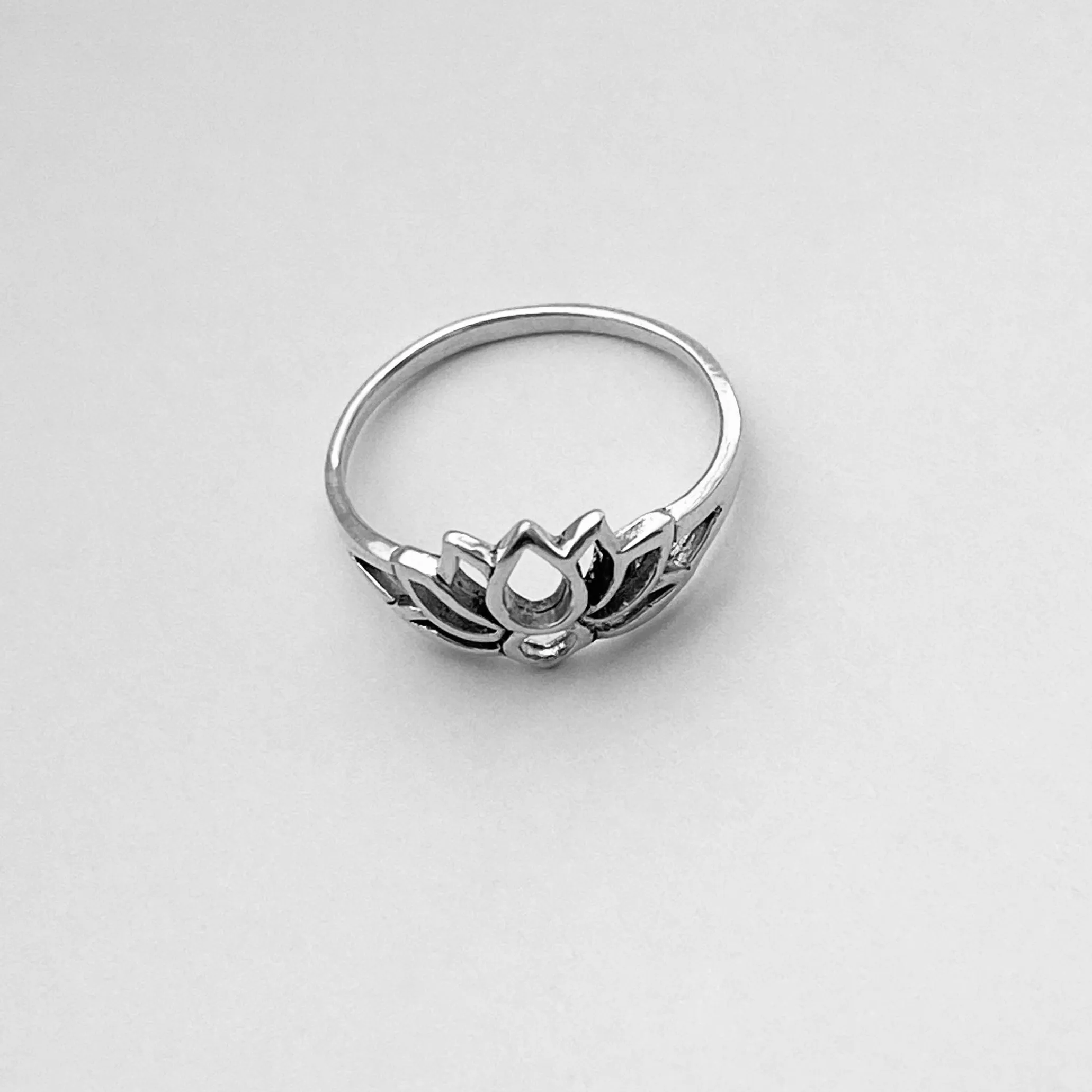 Sterling Silver Small Silhouette Lotus Ring, Flower Ring, Yoga Ring, Toe Ring
