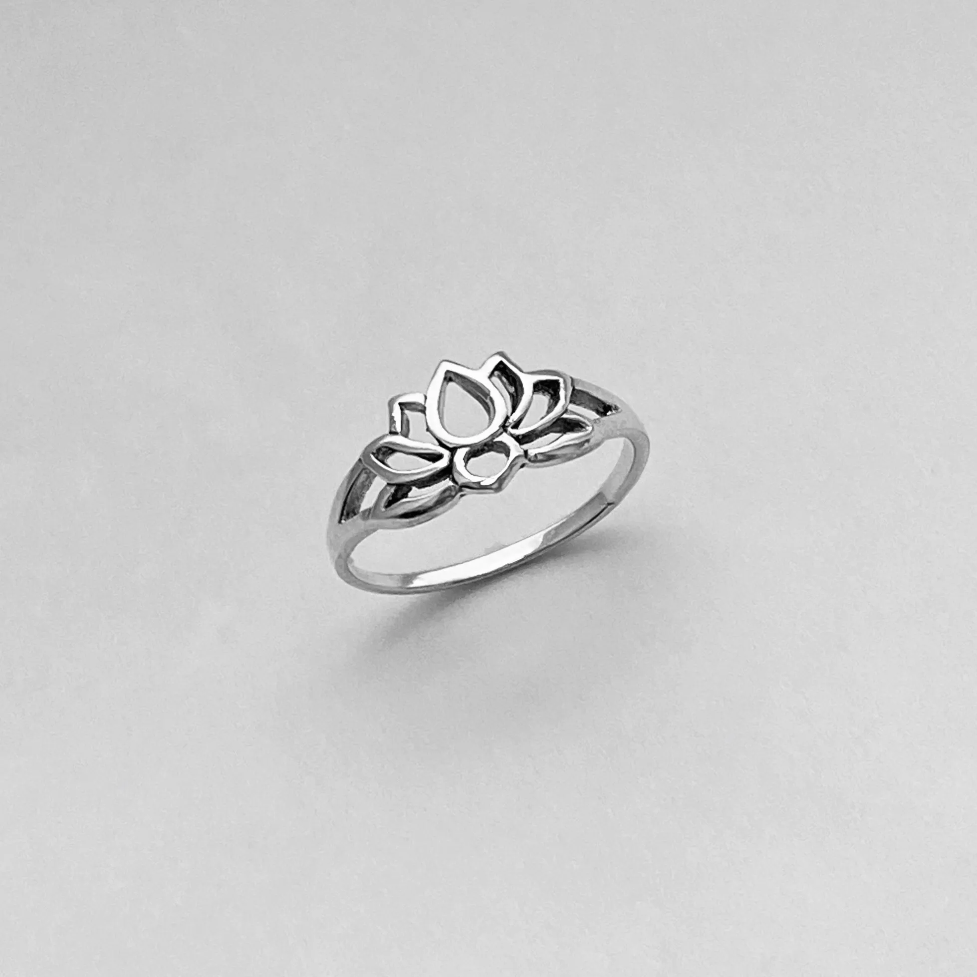 Sterling Silver Small Silhouette Lotus Ring, Flower Ring, Yoga Ring, Toe Ring
