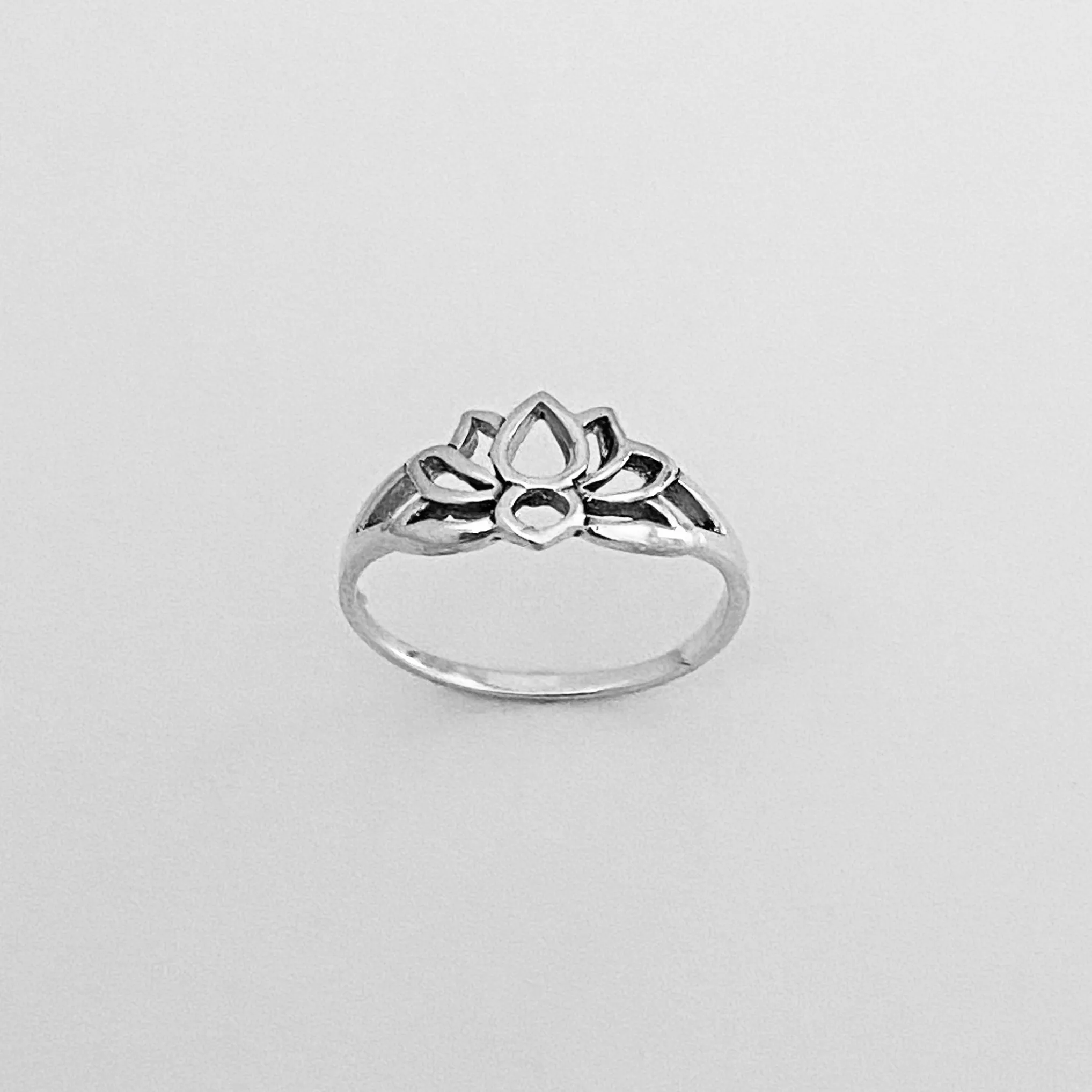 Sterling Silver Small Silhouette Lotus Ring, Flower Ring, Yoga Ring, Toe Ring