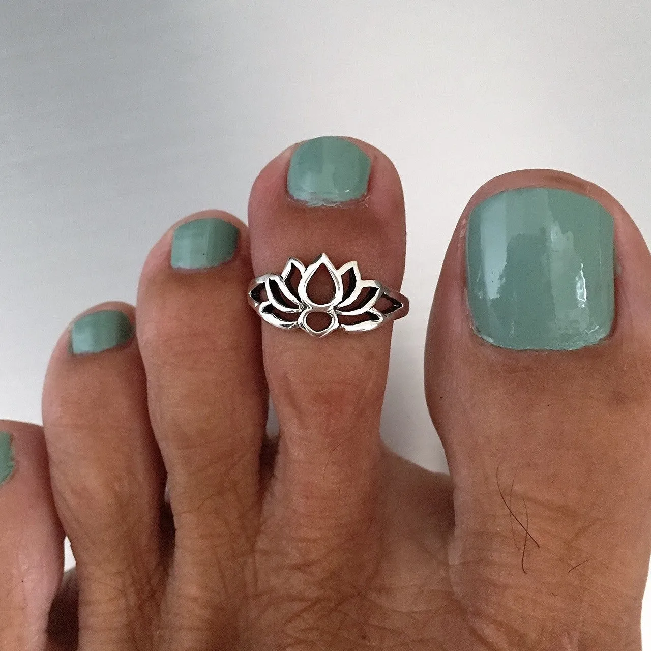 Sterling Silver Small Silhouette Lotus Ring, Flower Ring, Yoga Ring, Toe Ring