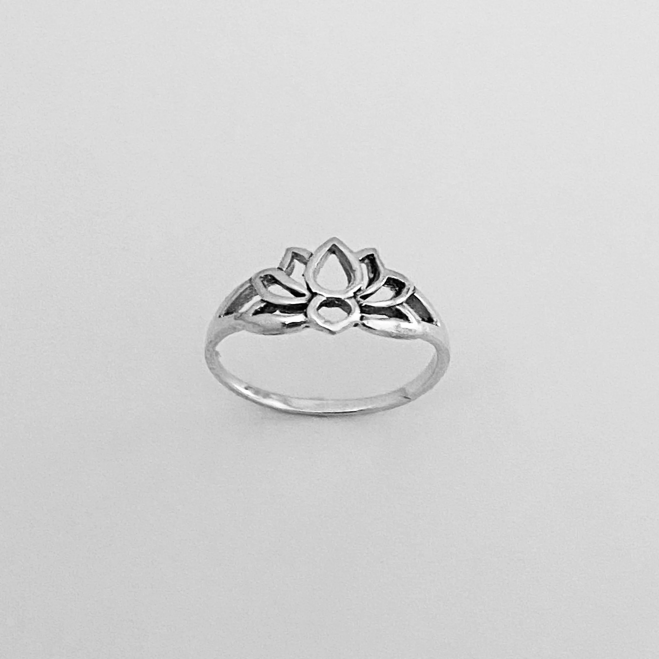 Sterling Silver Small Silhouette Lotus Ring, Flower Ring, Yoga Ring, Toe Ring